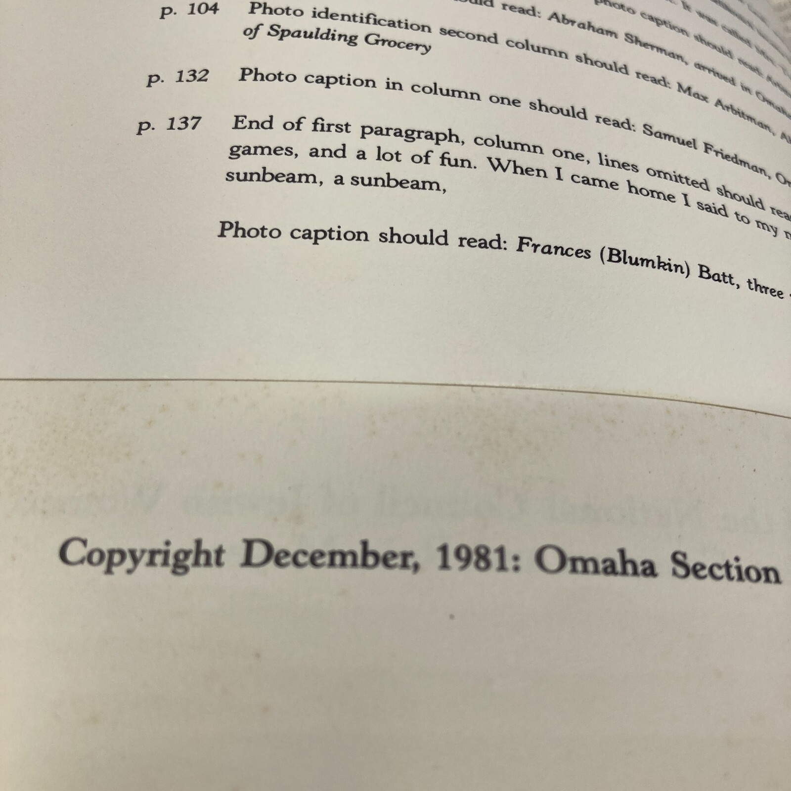 Our Story Recollections of Omaha’s Early Jewish Community 1885-1925 Book History