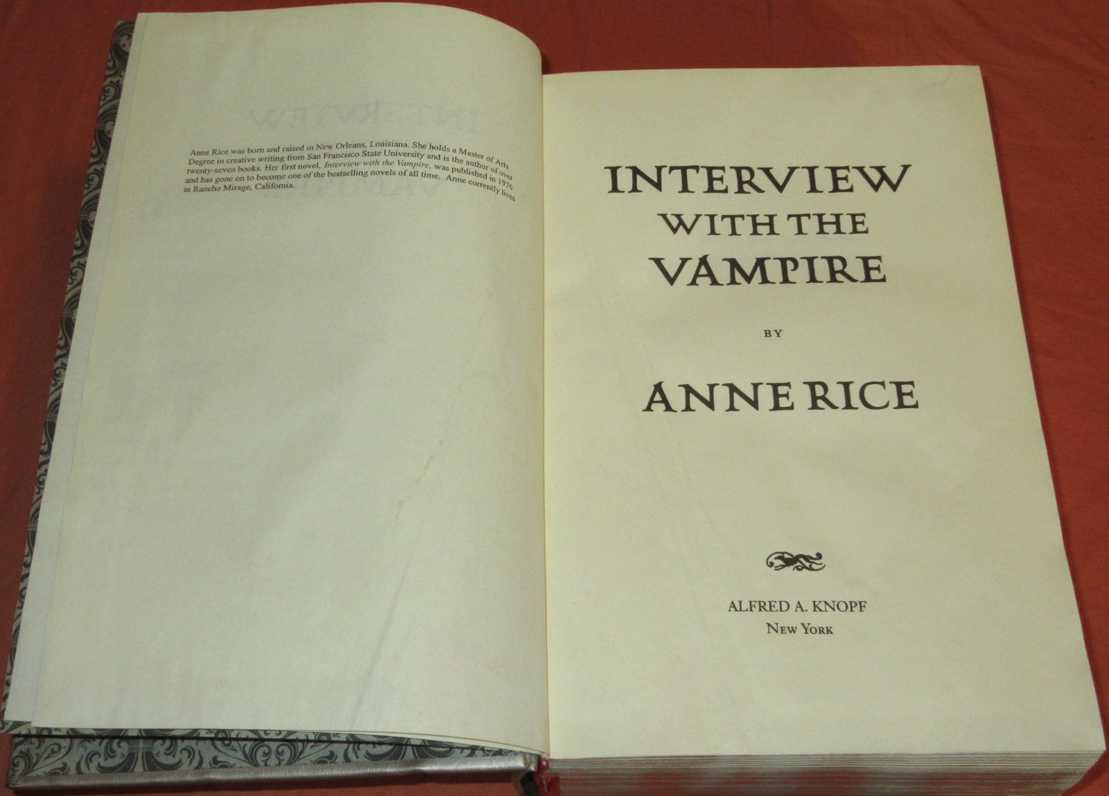 Vintage 1988 “THE VAMPIRE CHRONICLES” Hardcover Borzoi Book by Anne Rice