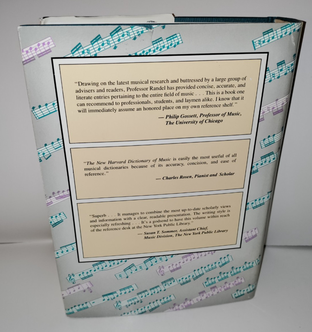 The New Harvard Dictionary Of Music by Don Michael Randel 1986 Hardcover