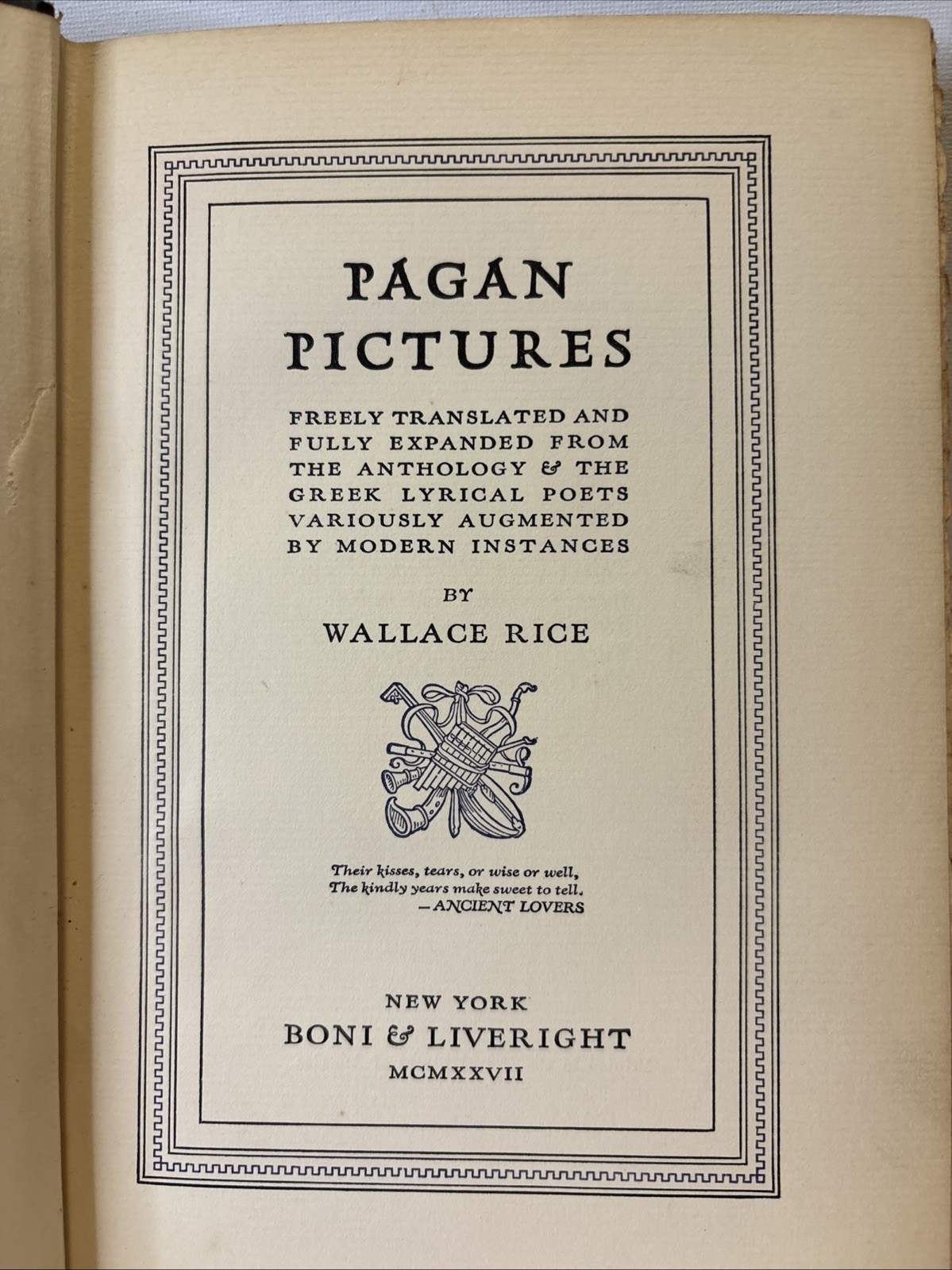 Pagan Pictures by Wallace Rice Copy 465/1500 1927 Home Decor