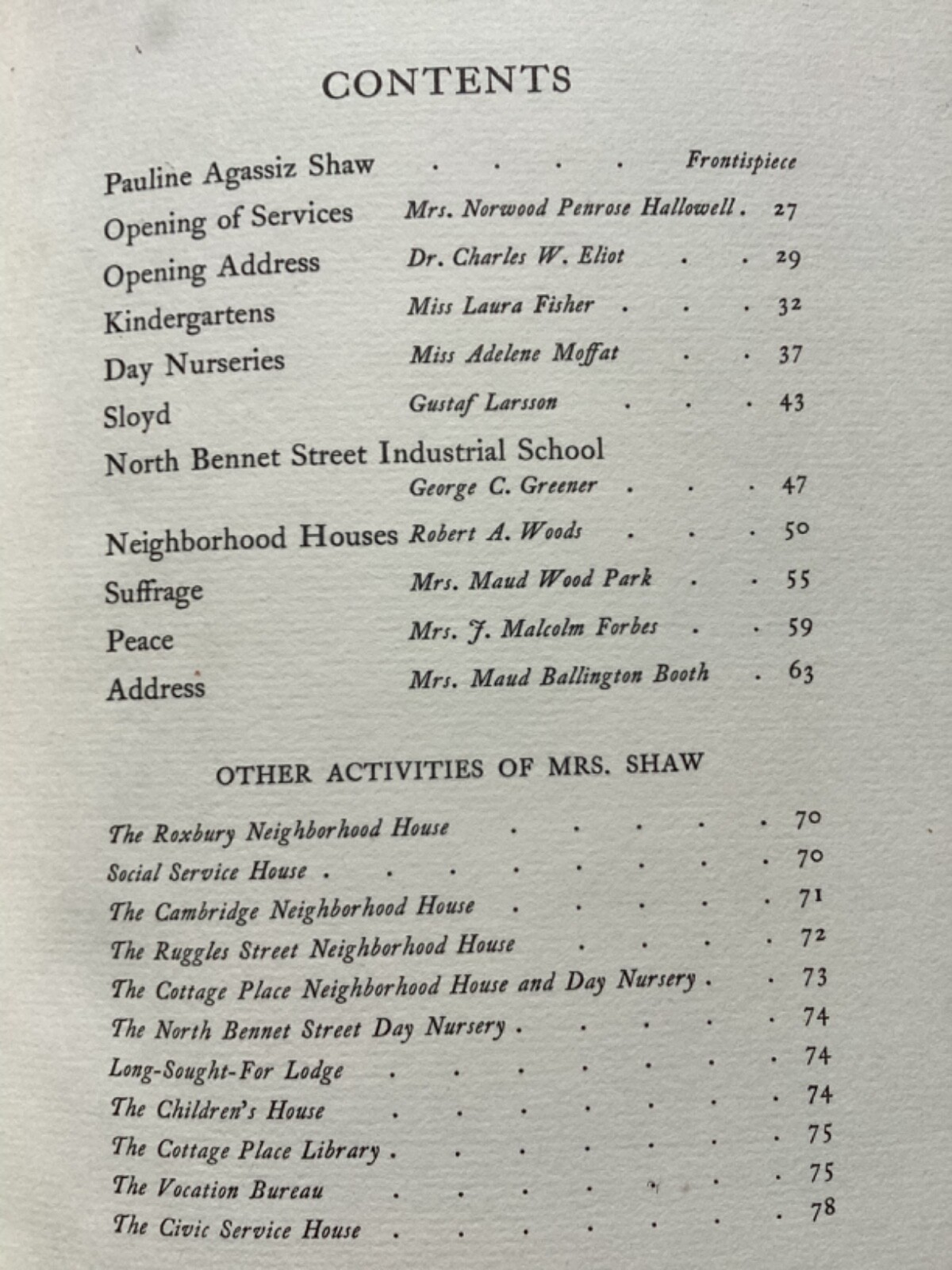 Original 1917 Pauline Agassiz Shaw Boston MA education philanthropy suffrage