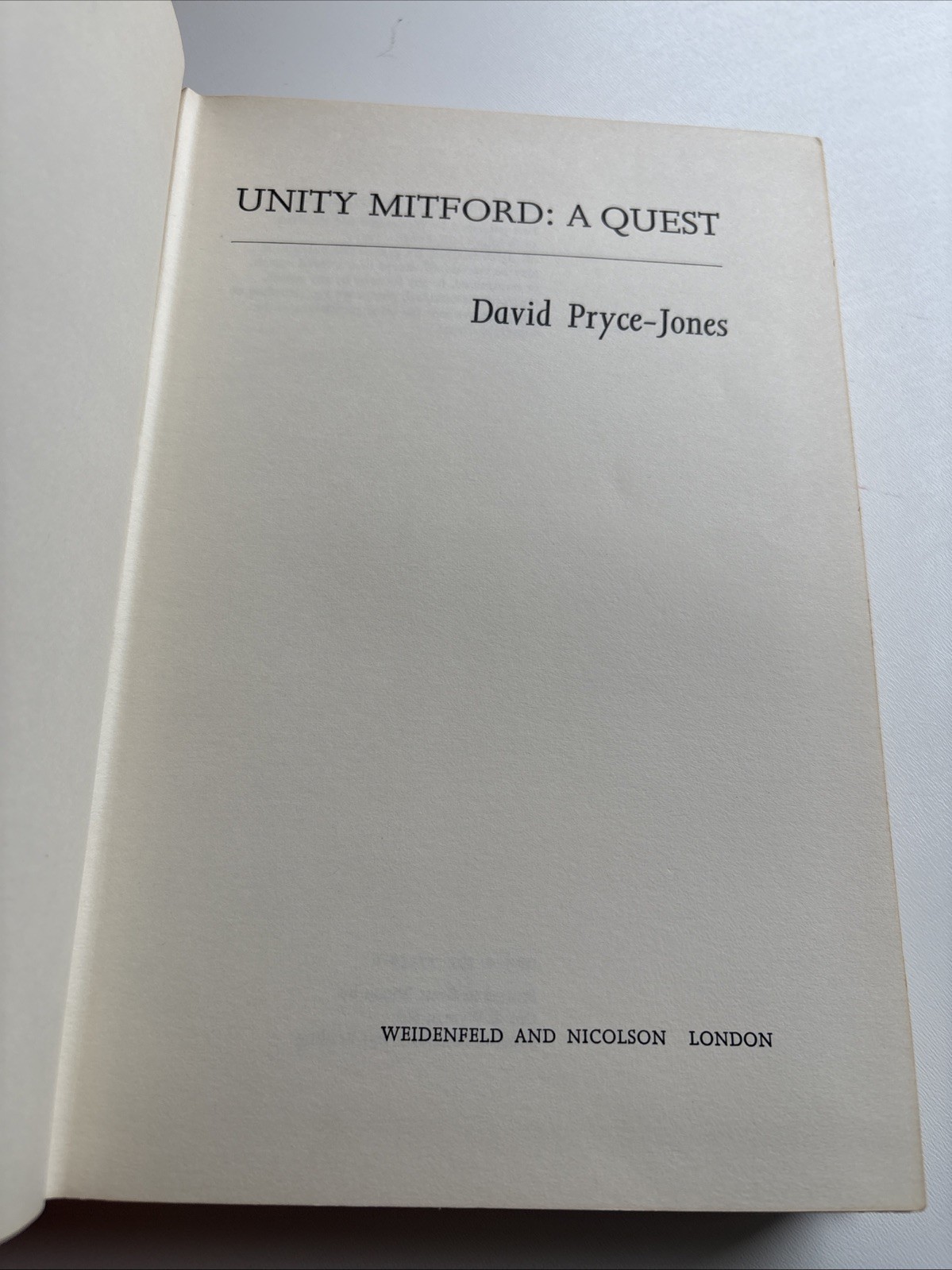 Unity Mitford A Quest by David Pryce Jones – 1977 Hardcover Book – Germany Nazi