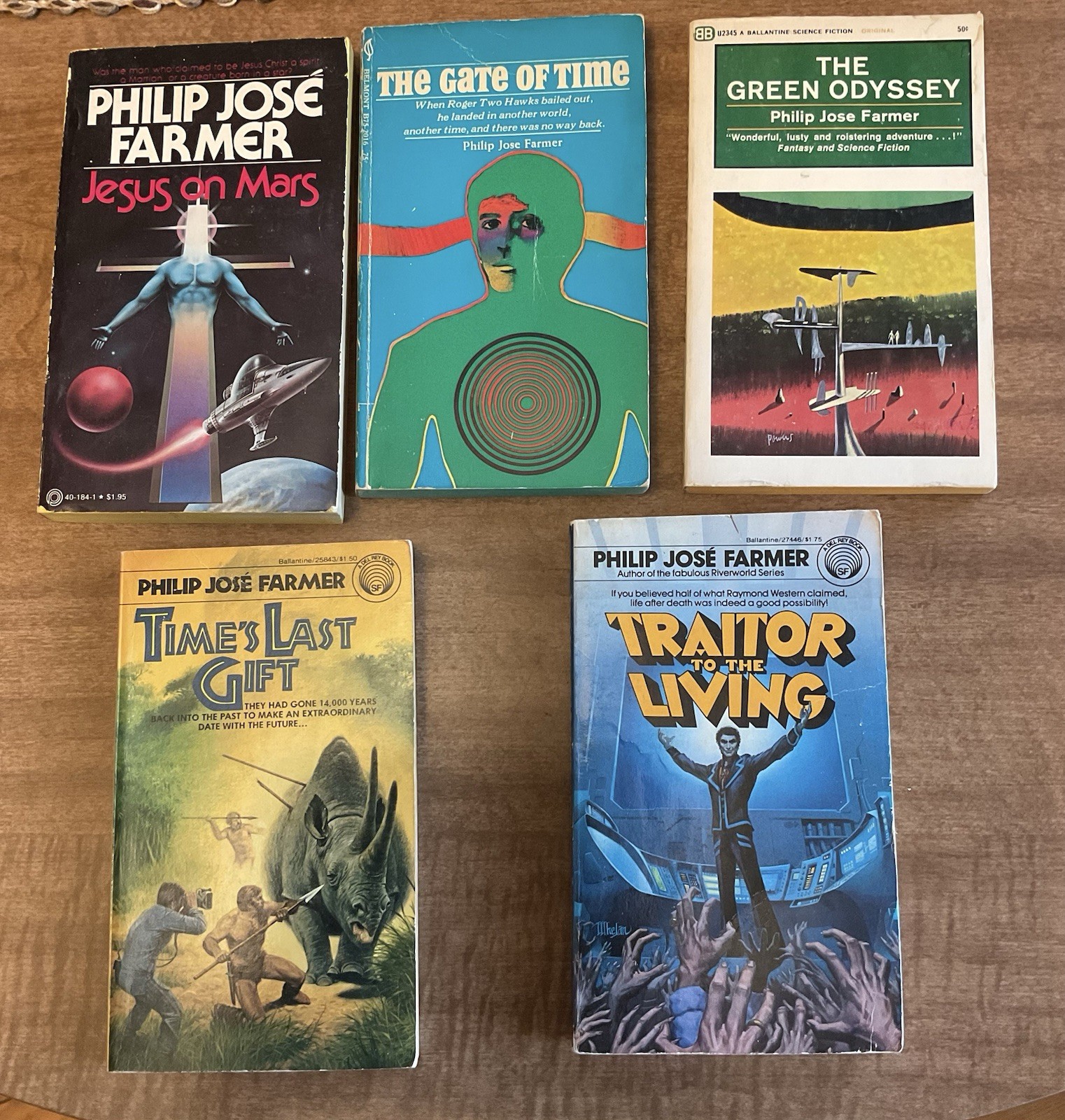 Philip Jose Farmer Paperback Book Lot Of 5 Green Odyssey Jesus On Mars Gate Time
