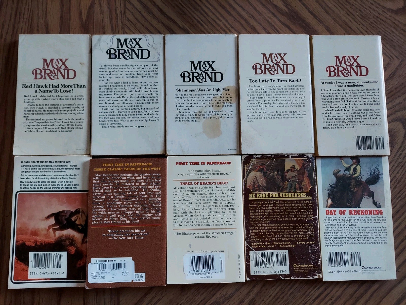 Vintage Lot 10 Max Brand Western Paperback Books Novels Cowboy