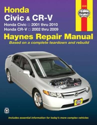 Honda Civic 2001-2010 & CRV 2002-2009 (Haynes Repair Manual) – ACCEPTABLE