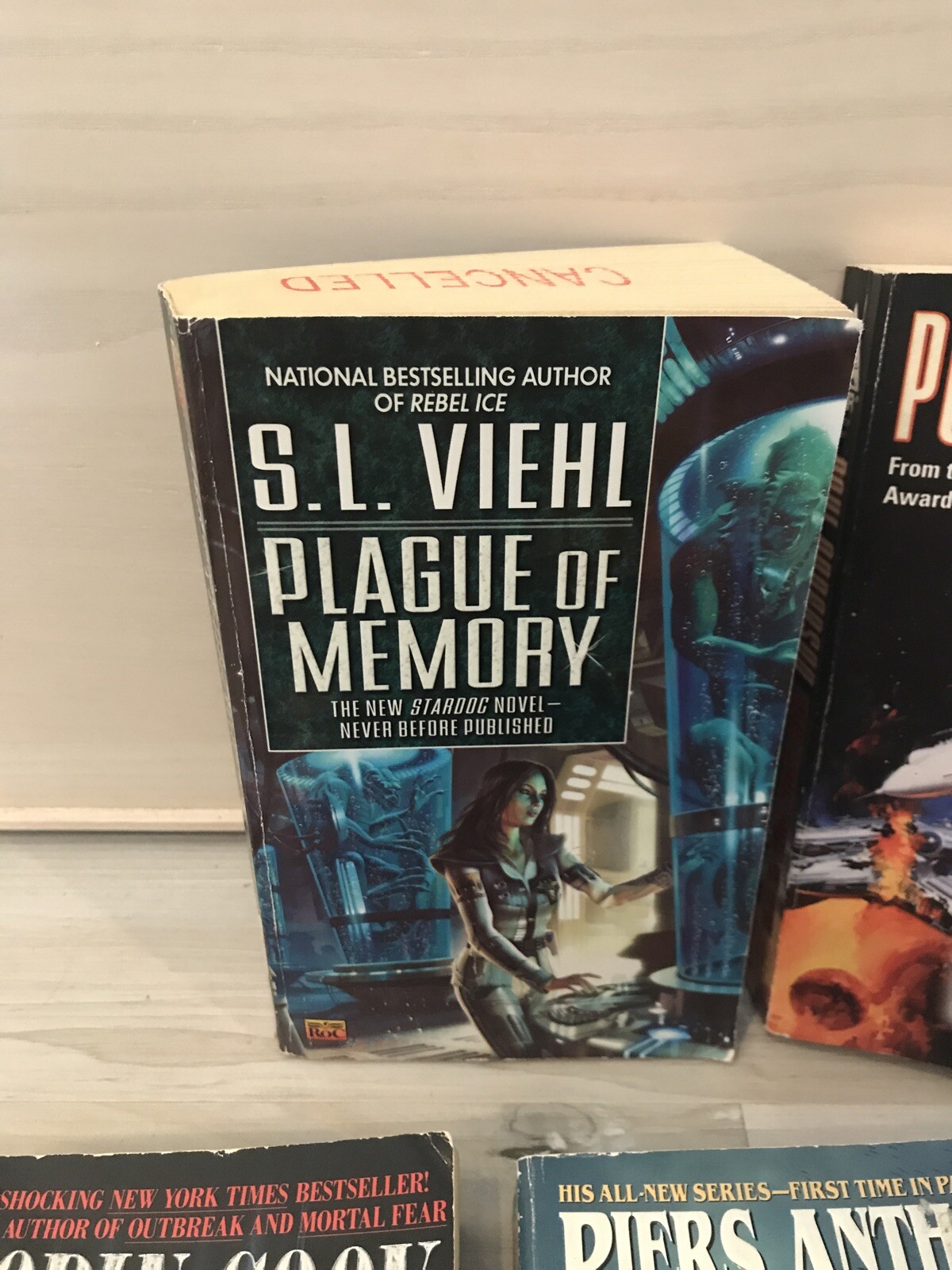 Mixed Lot Of 7 Sci Fi- Anderson- Viehl- Resnick- Campbell- Cook- Anthony- Aldrin