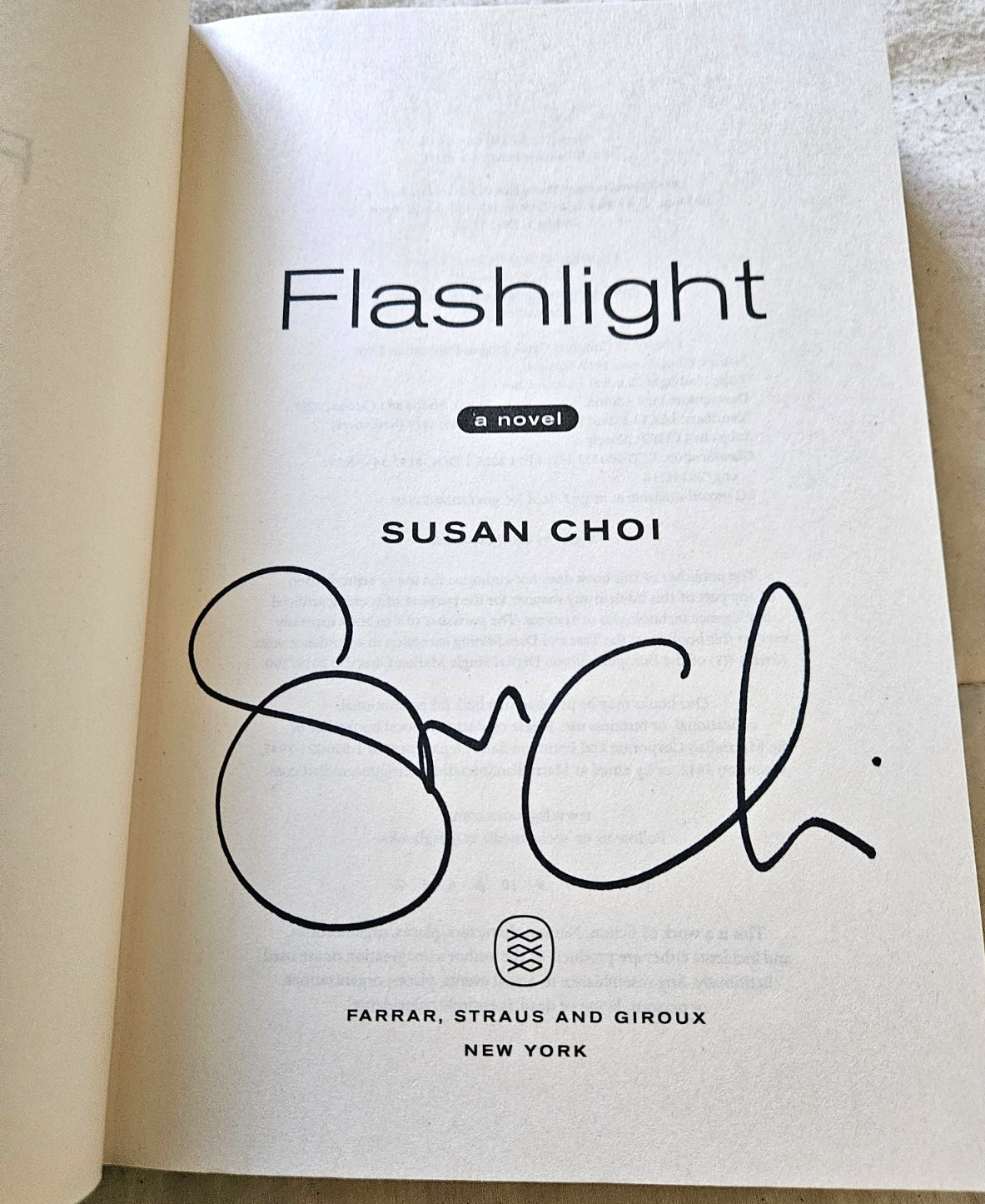 Flashlight by Susan Choi Signed on the Title Page First Edition