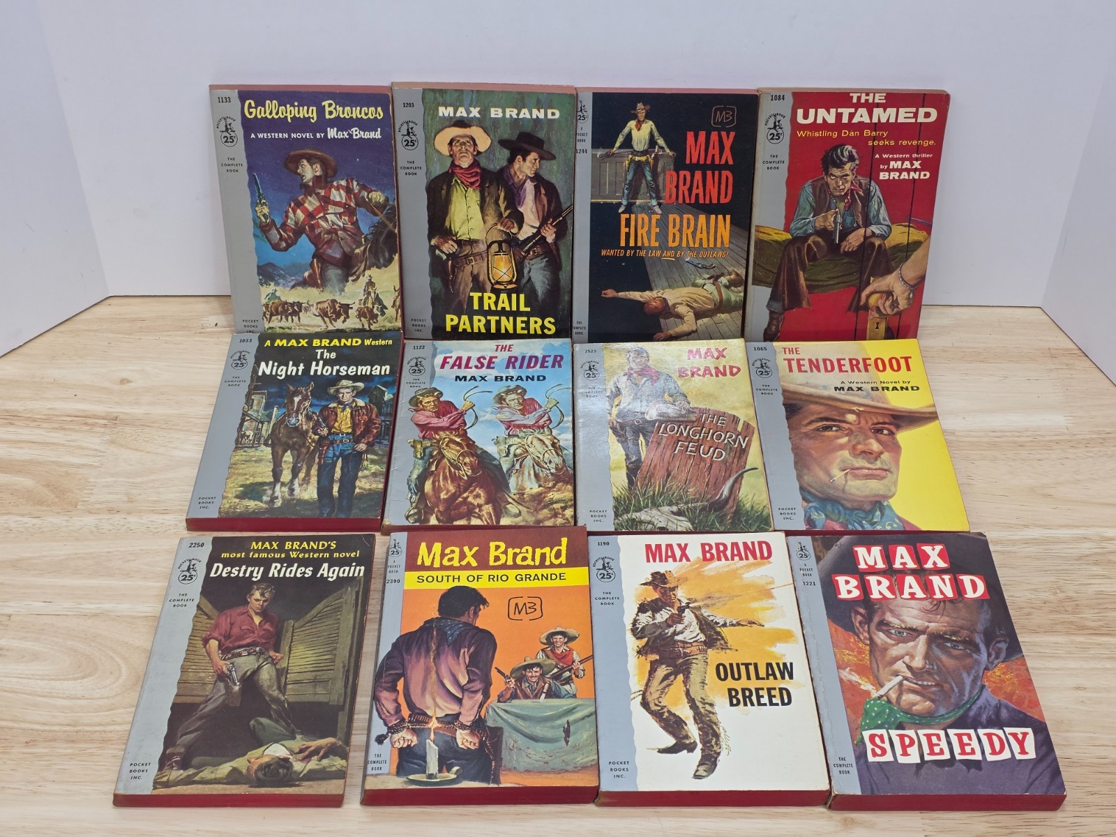 Lot of 12 Max Brand Vintage Western Paperbacks – Pocket Books Inc. Silver