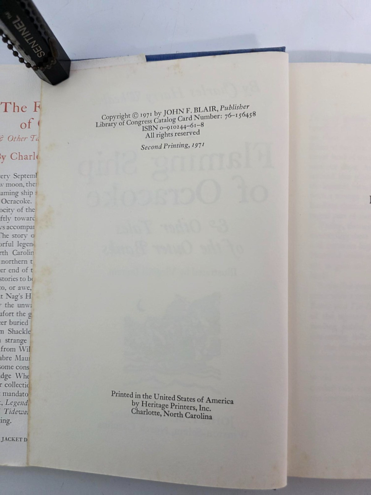 THE FLAMING SHIP OF OCRACOKE SIGNED BOOK BY CHARLES H. WHEDBEE 1ST 2ND HC DJ COA