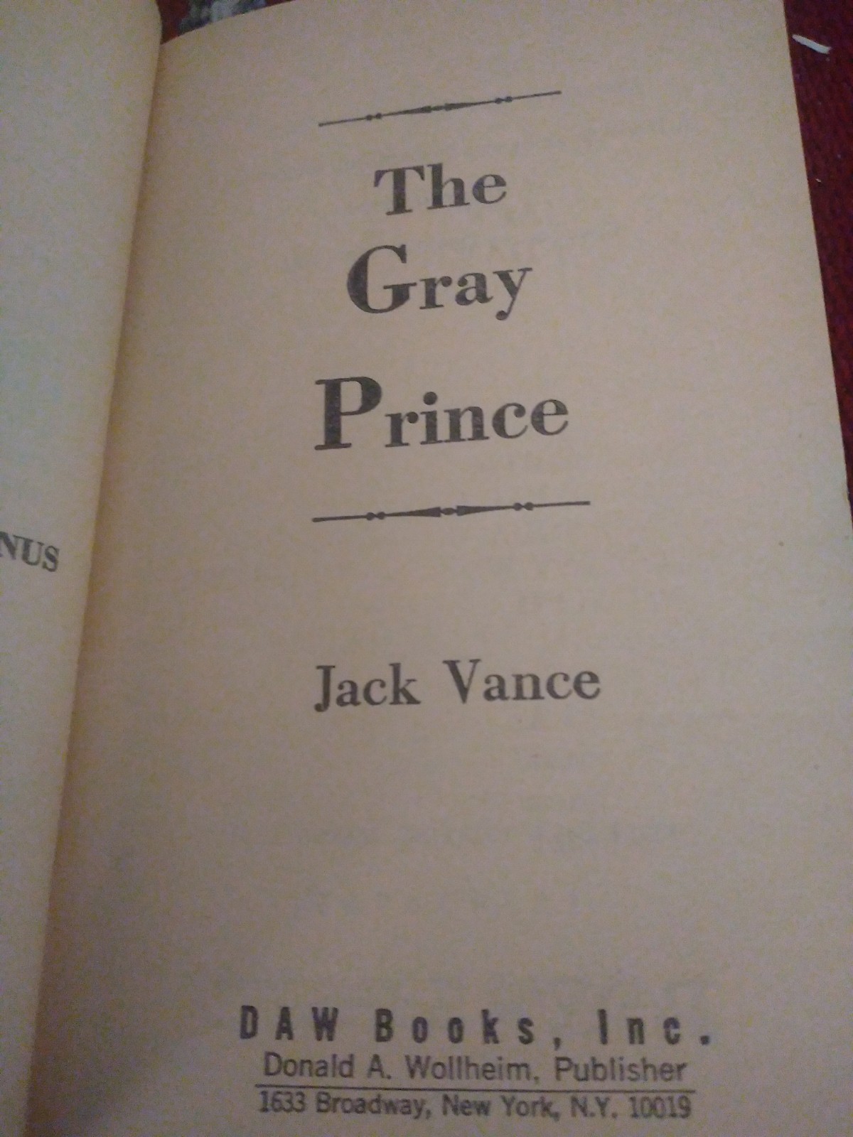 The Gray Prince by Jack Vance DAW No. 473