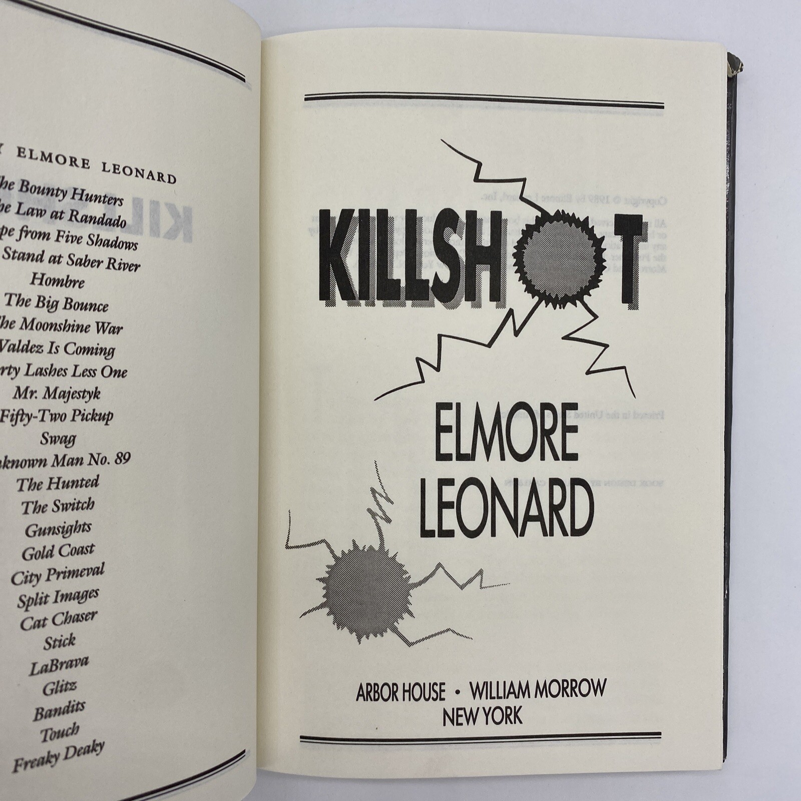 Killshot by Elmore Leonard 1989 HCDJ Book Club Edition