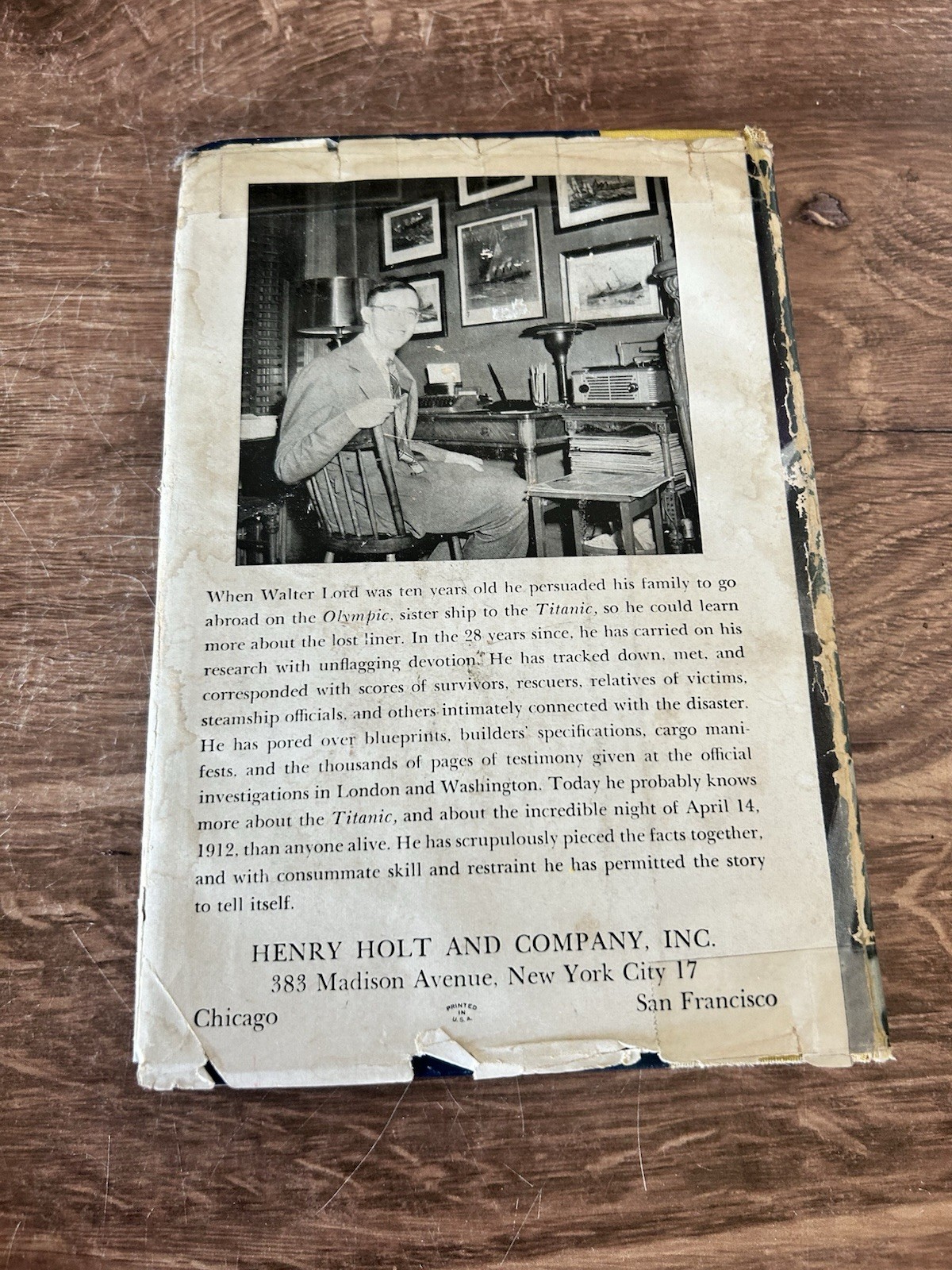 A Night to Remember Walter Lord. HC 1st edition, 2nd printing 1955.