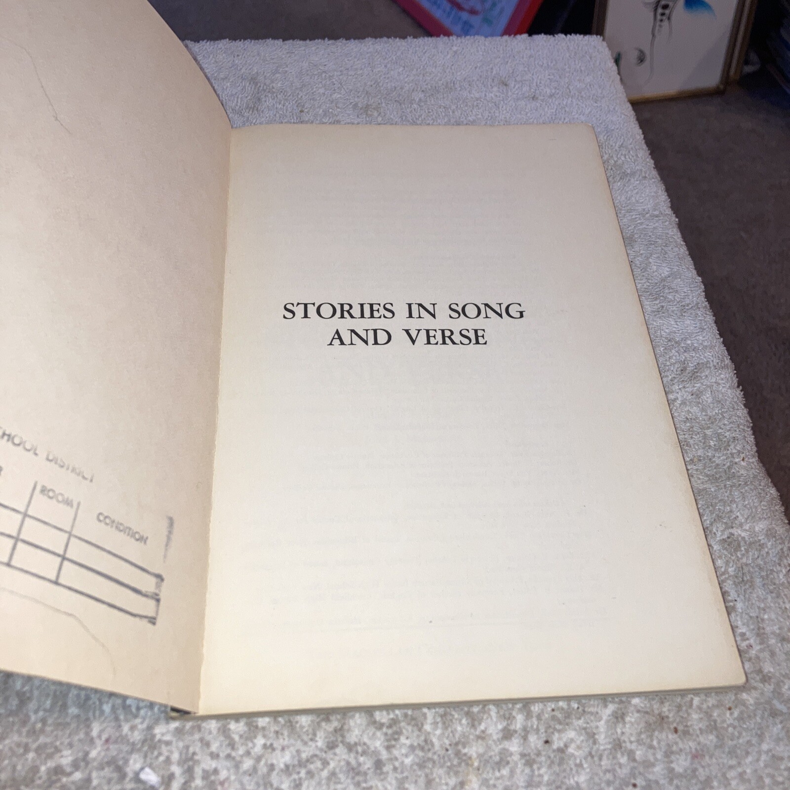 Stories in Song and Verse, Macmillan Company 1966 Trade PB