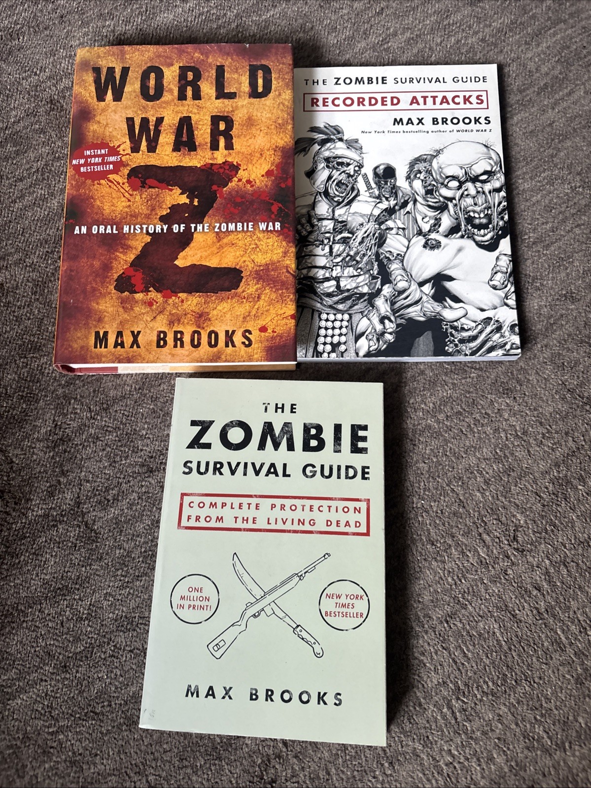 Max Brooks Signed Book Lot World War Z Zombie Survival Guide Recorded Attacks