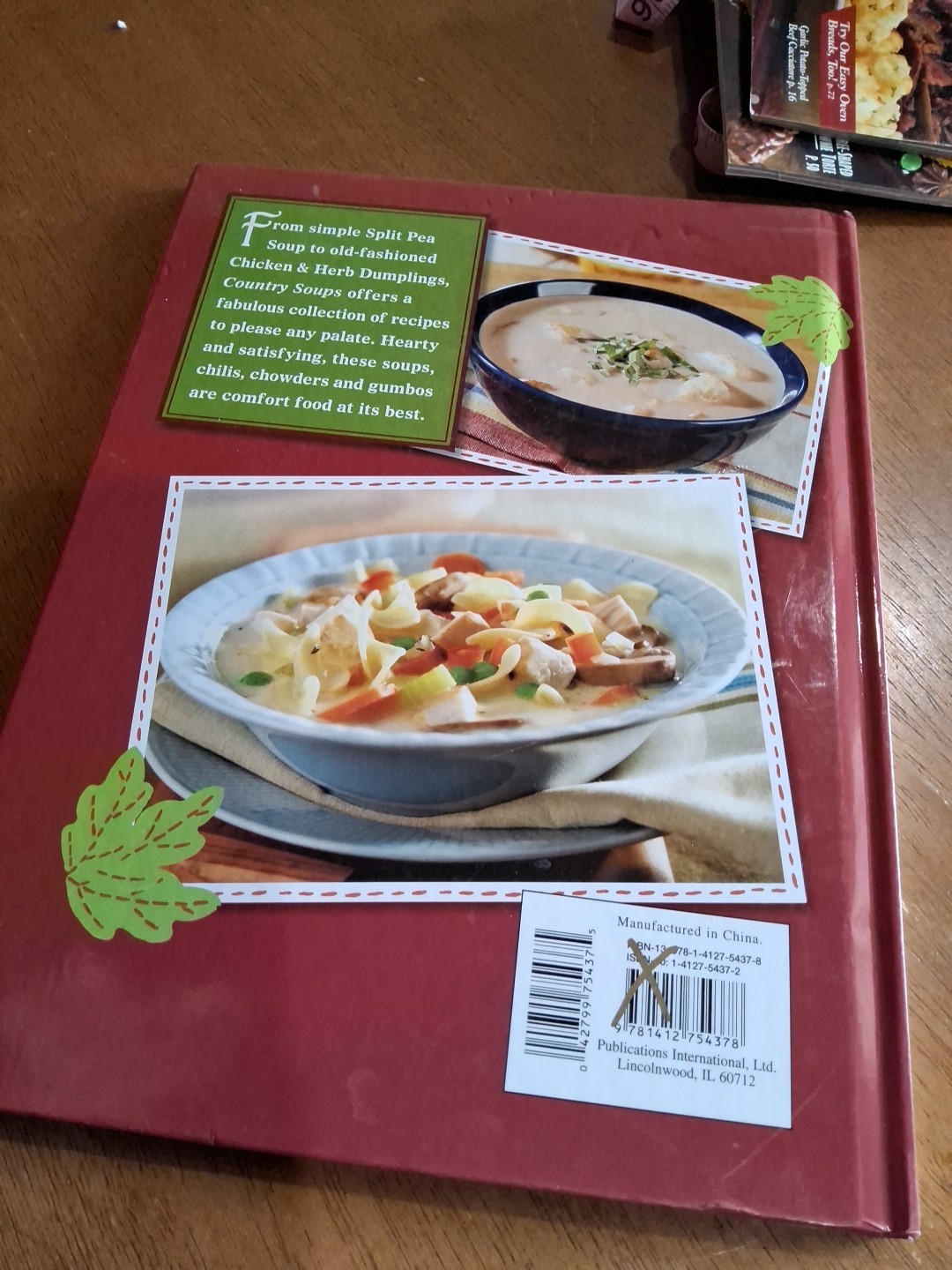 Country Soups Recipe Book Hardback 11 X 8.5 Inches Brand Name Recipies Book
