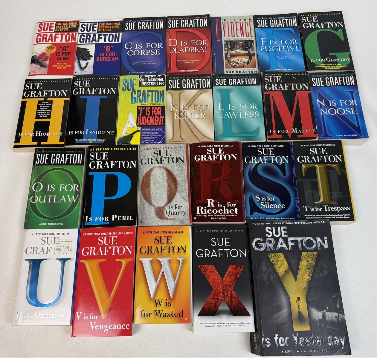 Sue Grafton Lot ALL 25 Kinsey Millhone Mystery Paperbacks A is for Alibi to Y