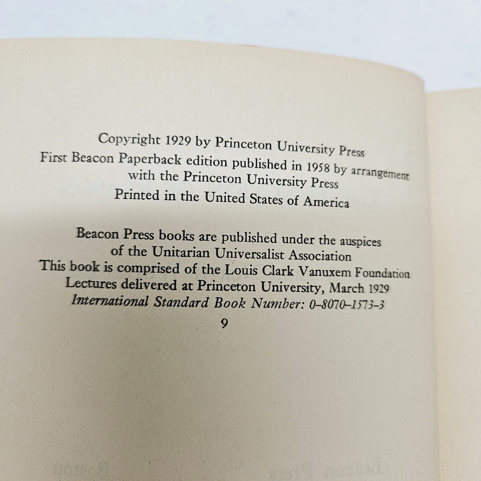 The Function of Reason – Alfred North Whitehead 1958 First Beacon Paperback