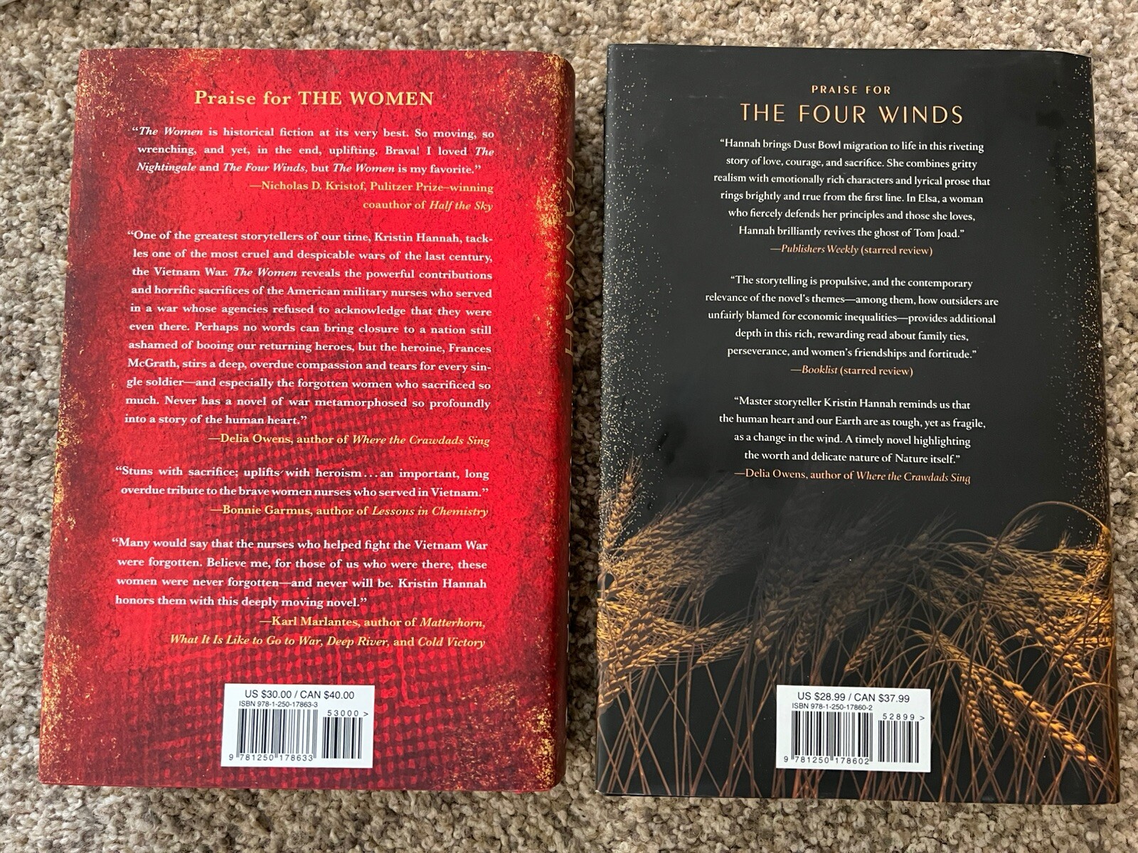 The Women And Four Winds Hardcover Lot Of 2 by Kristin Hannah Nice