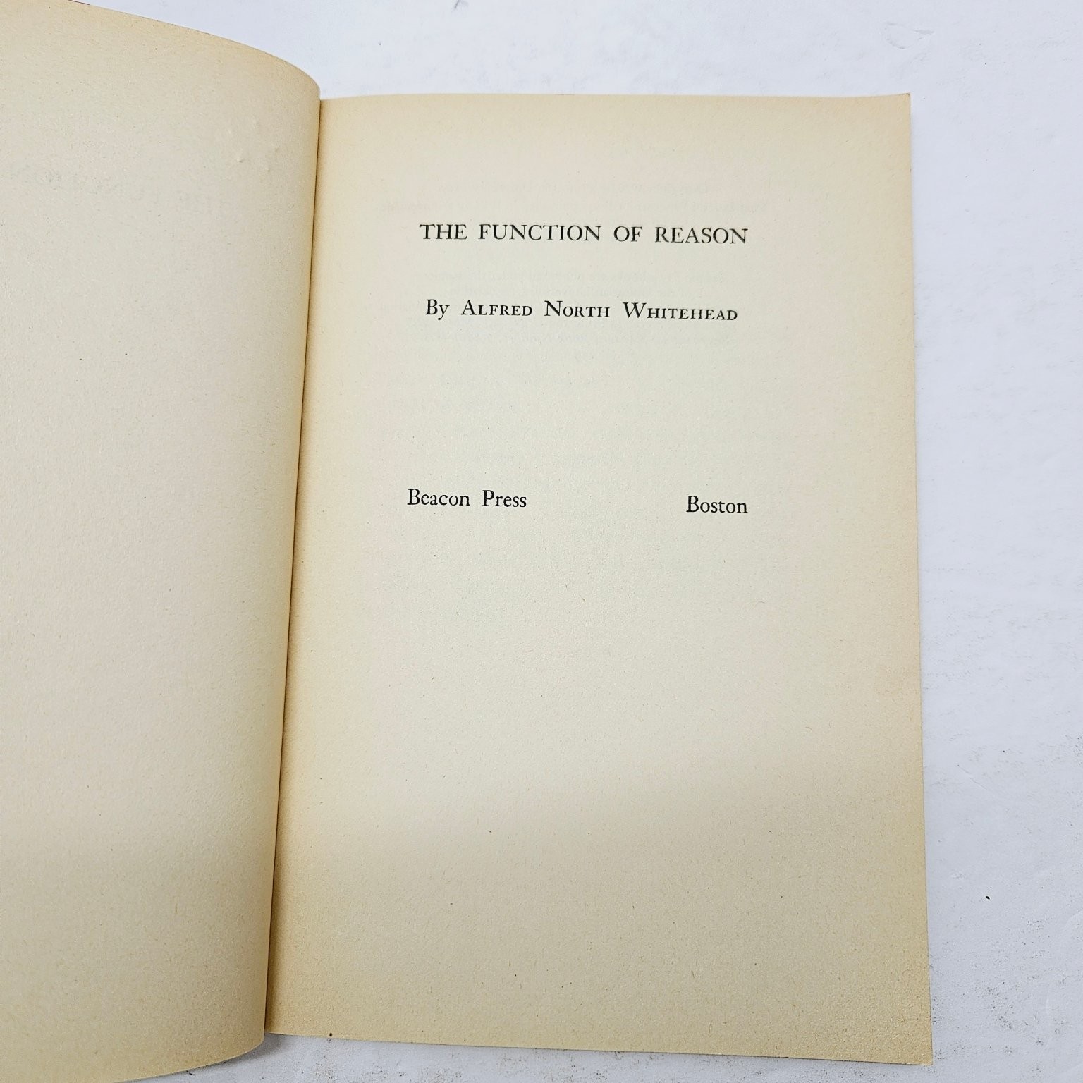 The Function of Reason – Alfred North Whitehead 1958 First Beacon Paperback