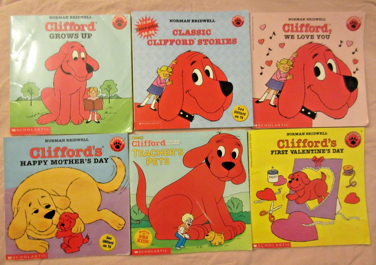 Vtg 1990s 2000s Clifford The Big Red Dog Paperback Book Lot of 6