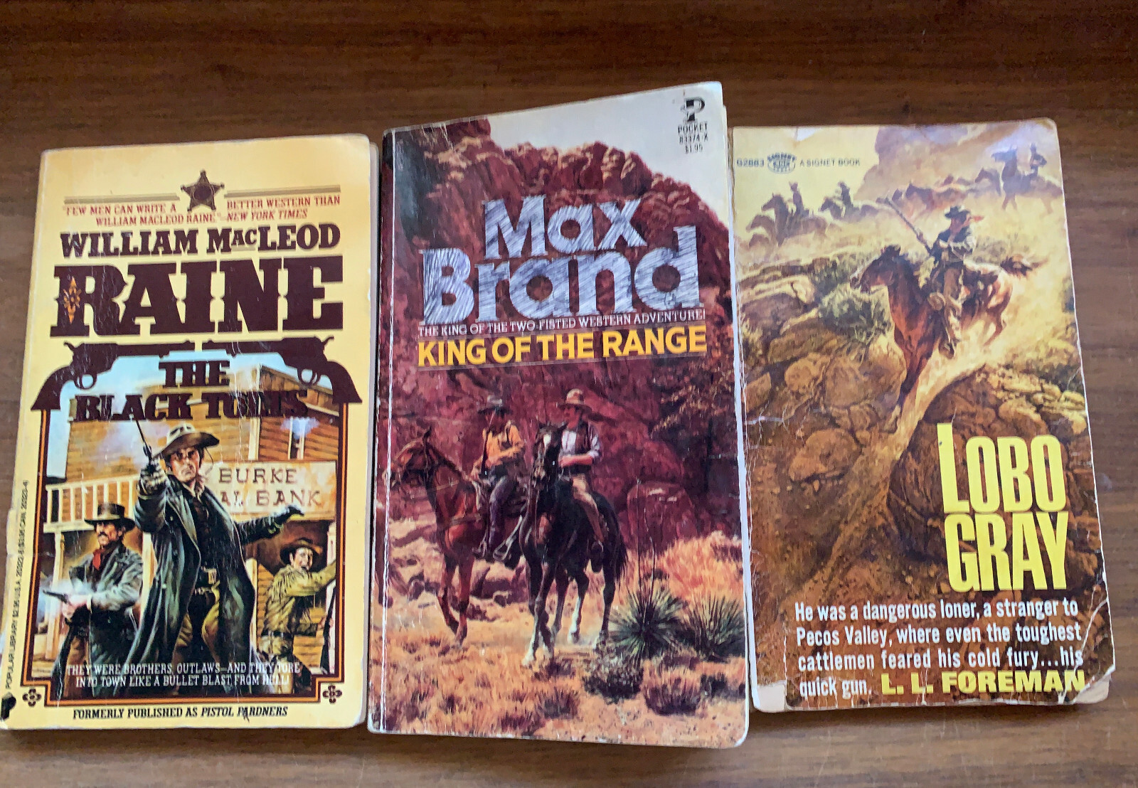 3 Western PBs Raine:The Black Tolts; Brand: King of The Range; Foreman:Lobo Gray