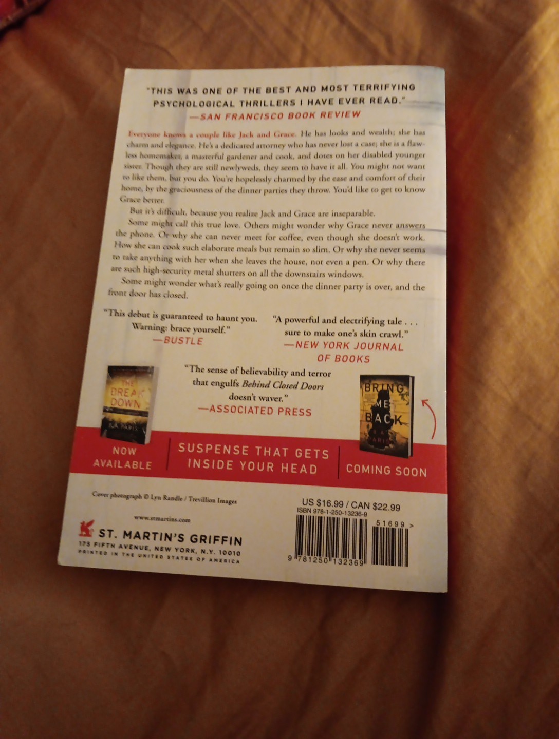 Behind Closed Doors : A Novel by B. A. Paris (2017, Trade Paperback)