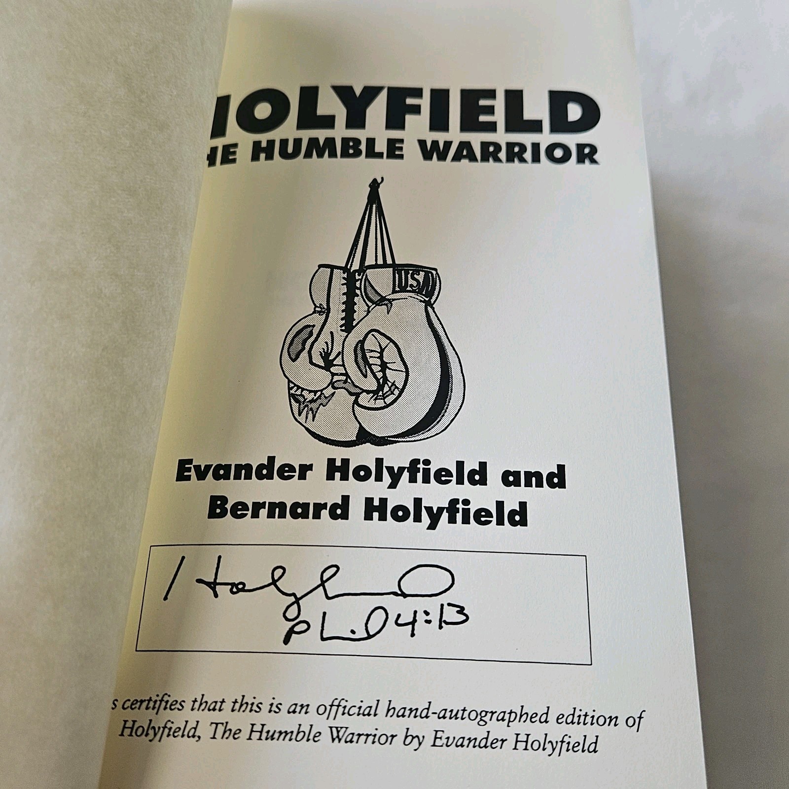 Signed: Evander Holyfield – The Humble Warrior Boxing 1996 Hard Cover Book HC DJ
