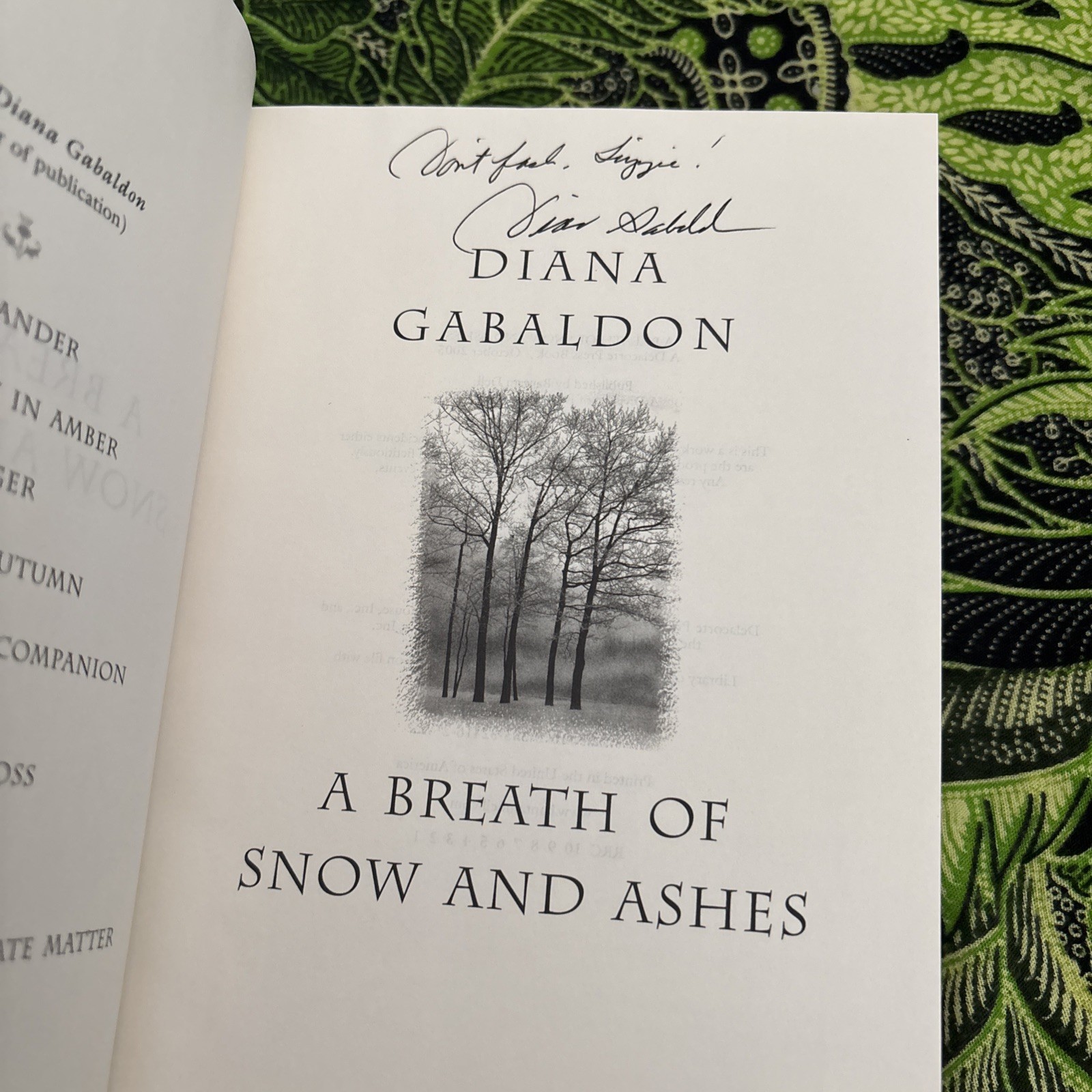 Diana Gabaldon Signed Book Lot Echo Bone Breath Snow Ashes Go Tell Bees Am Gone