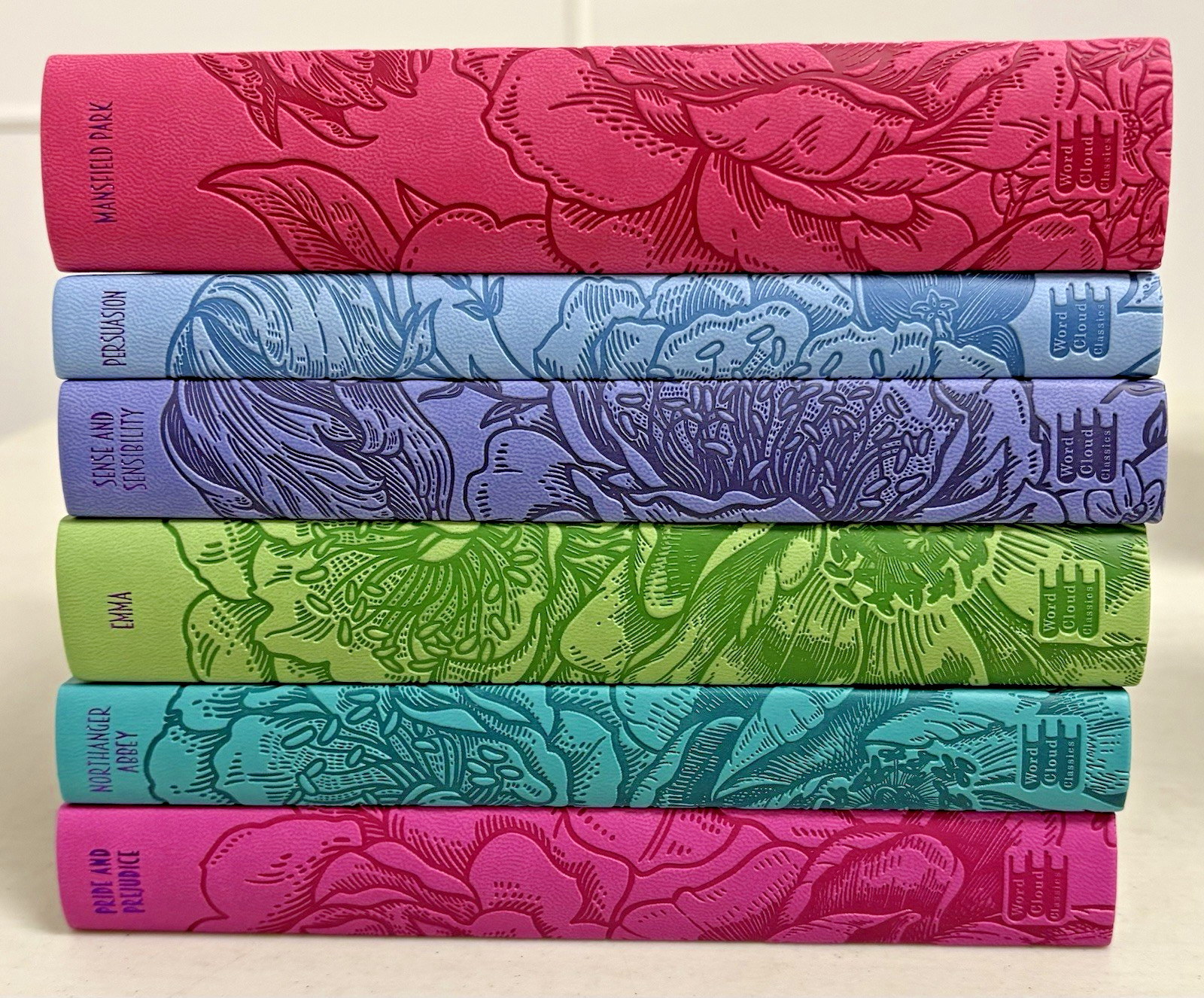 Jane Austen 6 Book Faux Leather Bound Set with Decorative Pages NEW