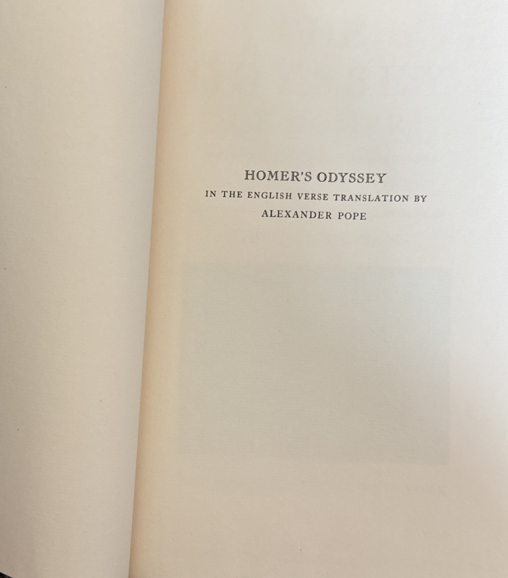 The Odyssey Of Homer Translation By Alexander Pope 1942
