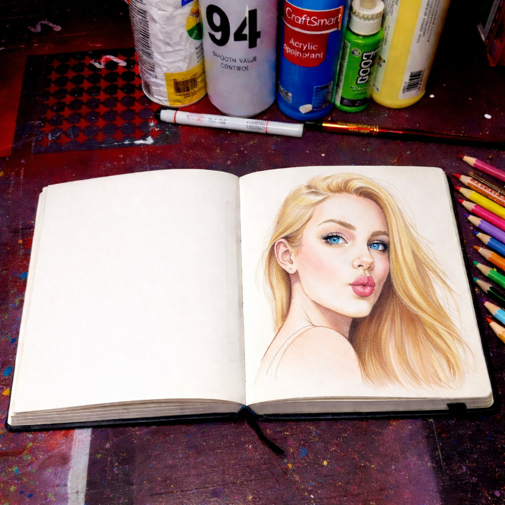 🚀 SketchMode “Drift in Orbit” A5 Sketchbook – Astronaut Galaxy Journal