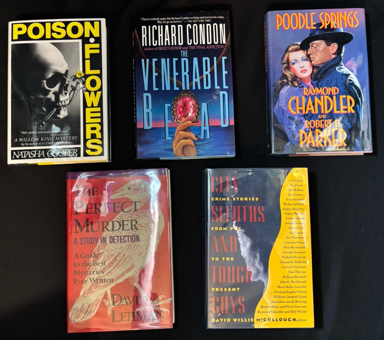 Lot of 5 Vintage Mystery Detective Fiction Hardcover Books Mylar Covers