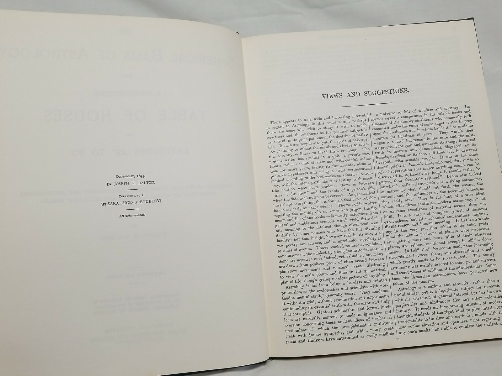 Rosicrucian SPHERICAL BASIS OF ASTROLOGY Table Houses Latitudes 22-60 • 1911