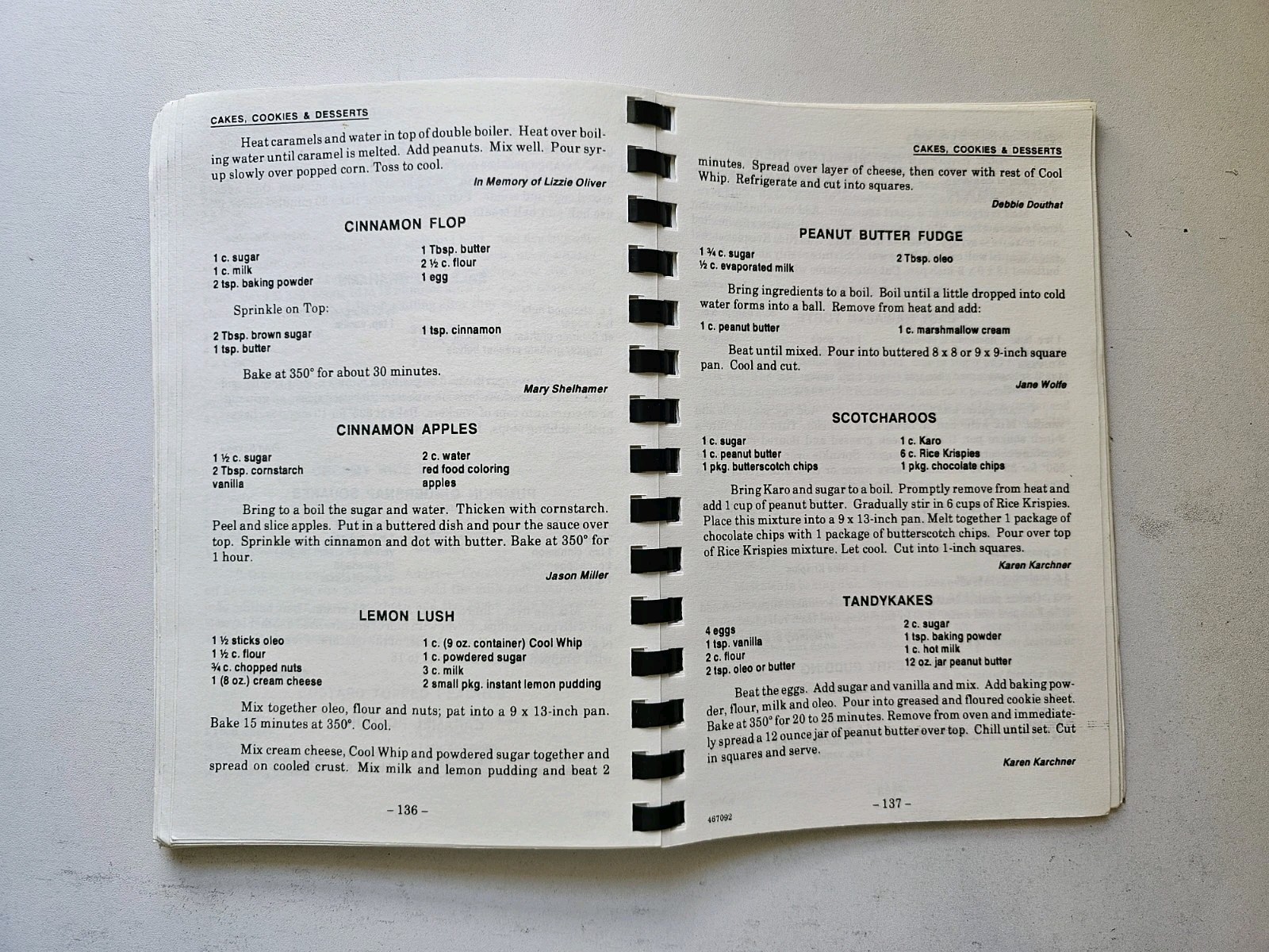 CHERISHED RECIPES Local Church Cookbook 154 Pages Nescopeck, PA.