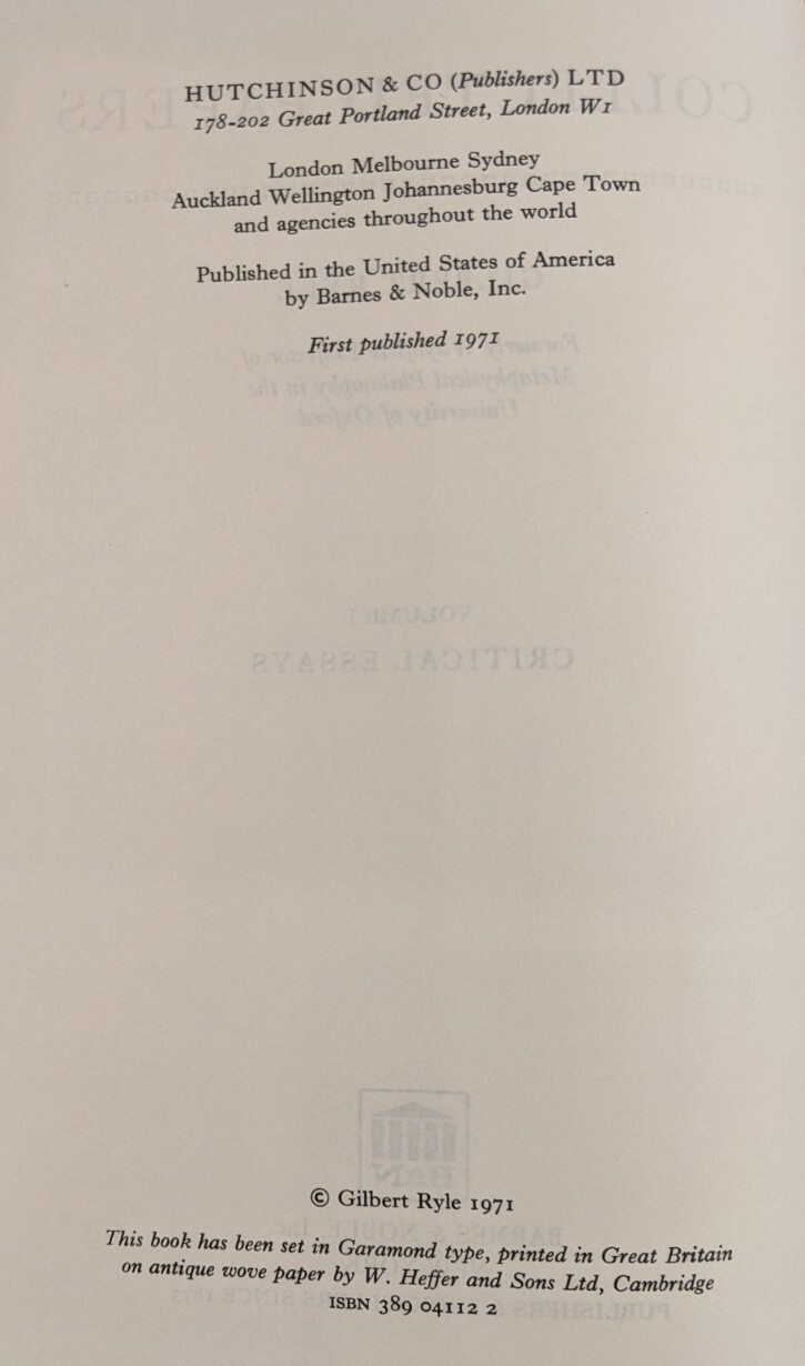 Collected Papers: Critical Essays & Collected Essays 1929-1968
