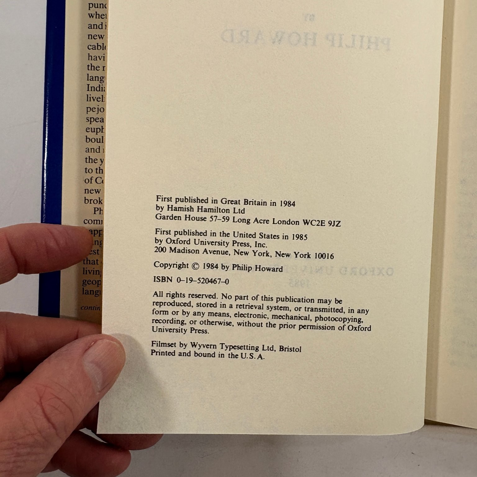 The State of the Language Philip Howard 1985 Hardcover HCDJ Oxford Press