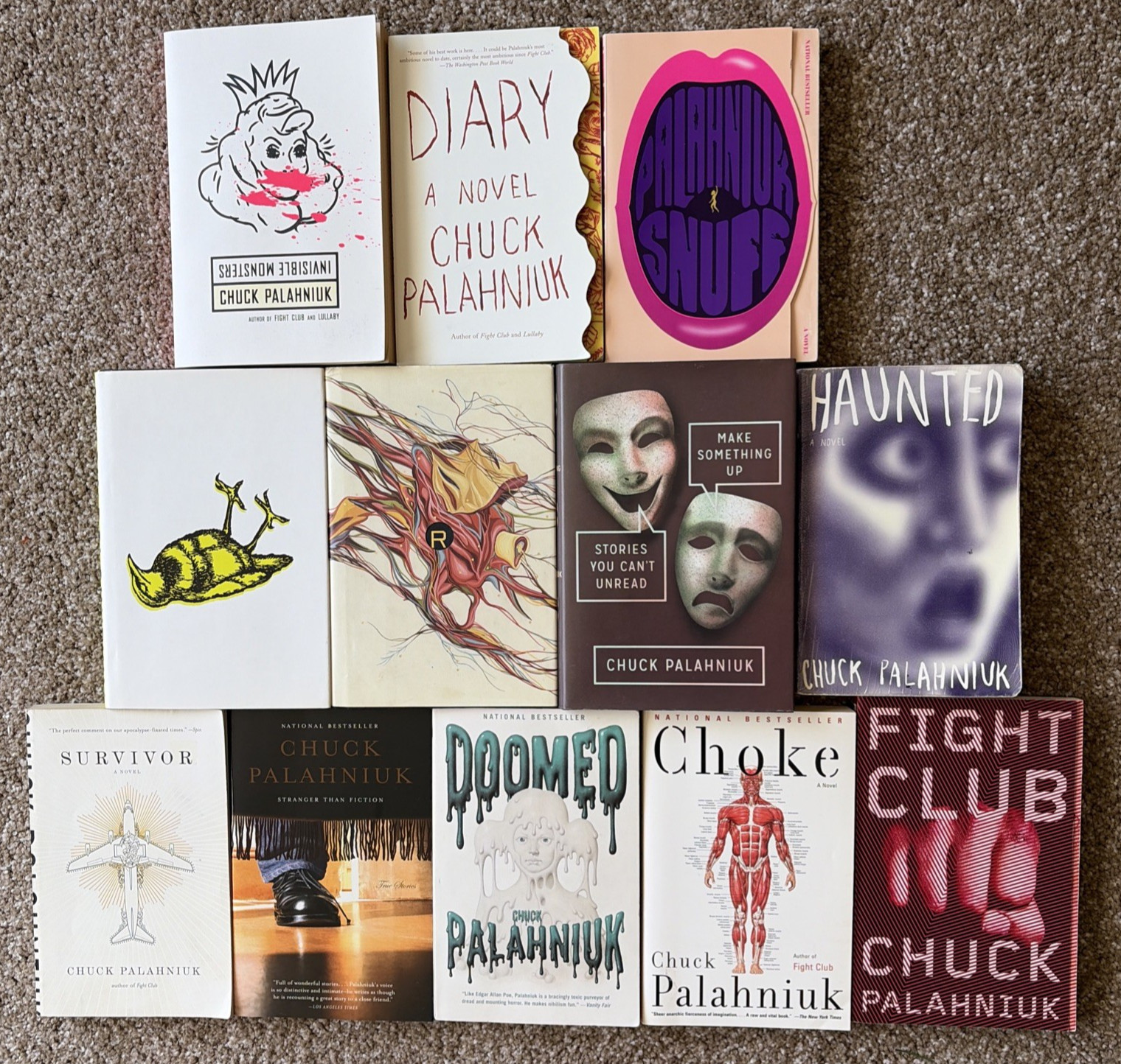 Lot Of 12 Chuck Palahniuk Books 9 PB & 3 HC Choke Haunted Snuff Lullaby Diary VG