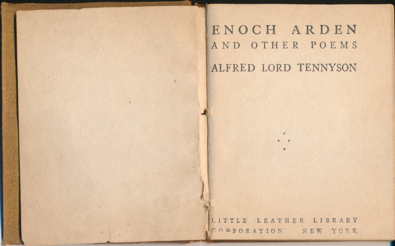 ENOCH ARDEN AND OTHER POEMS ALFRED LORD TENNYSON LITTLE LEATHER LIBRARY 1920’S