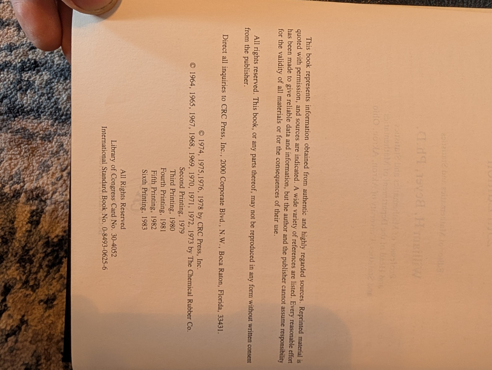 CRC Standard Mathematical Tables 25th Edition 1979 2nd Printing Hardcover