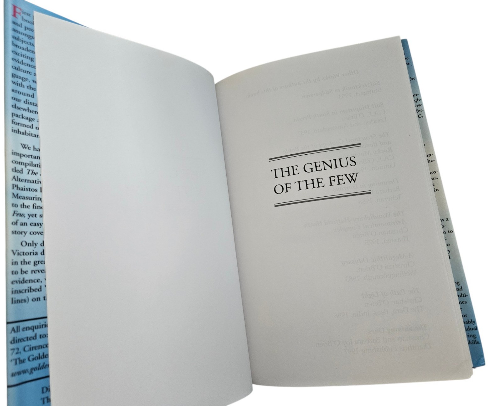 The Genius of the Few Christian O’Brien Hardcover Book 1999 USED