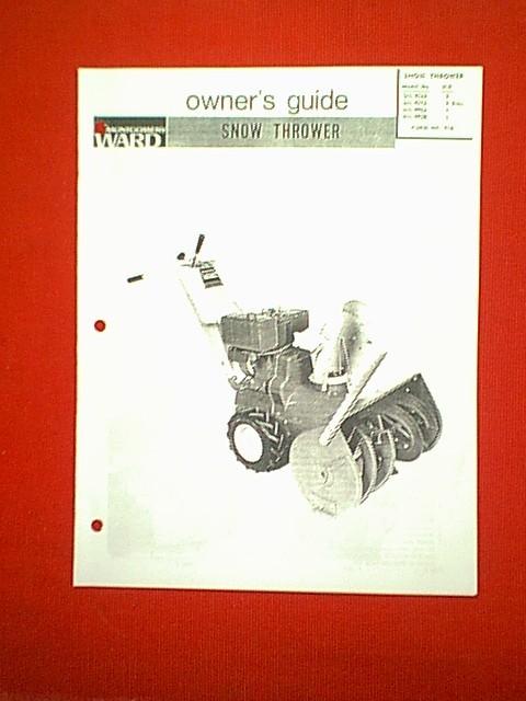 GILSON SNOWTHROWER SNOWBLOWER MODELS 476A 479A 490A 492B OWNER / PARTS MANUAL