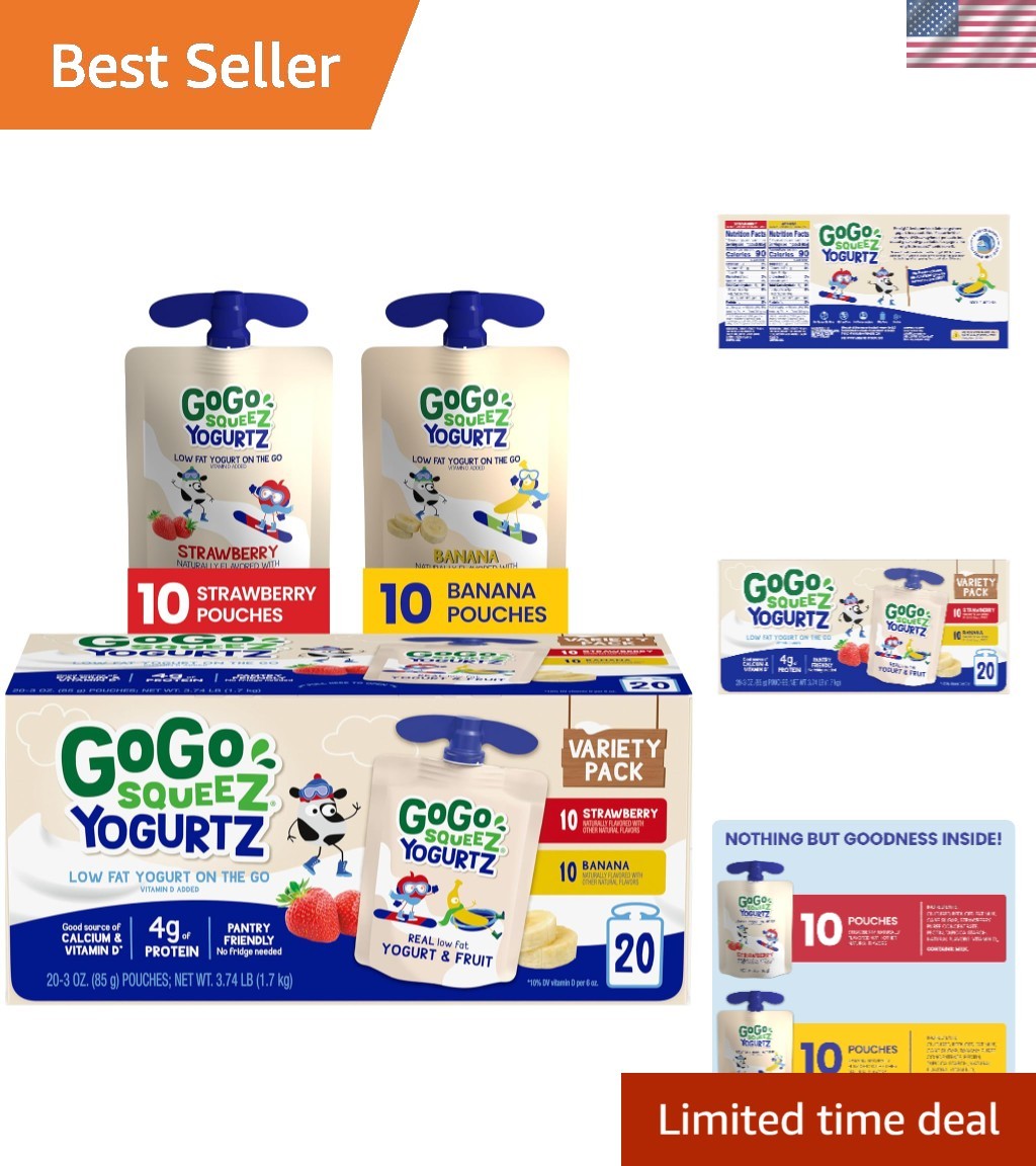 Portable Pack of 20 YogurtZ Snacks – Strawberry & Banana, No Fridge Needed