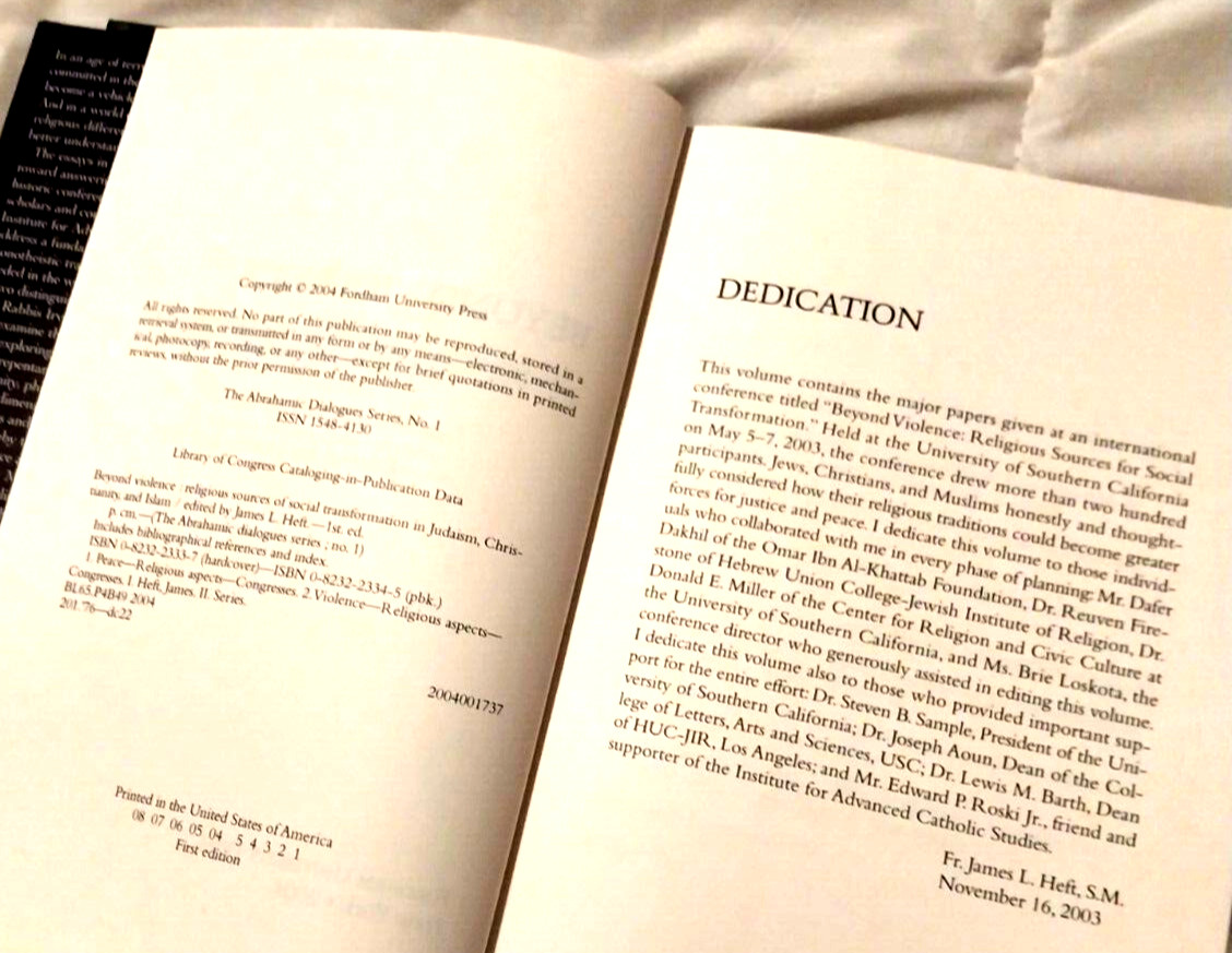 James L. Heft Beyond Violence (Hardback, 2004) Abrahamic Dialogues