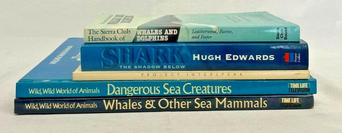 Whales Dolphins Sharks Dangerous Sea Creatures Ocean Animals Book Lot of 5