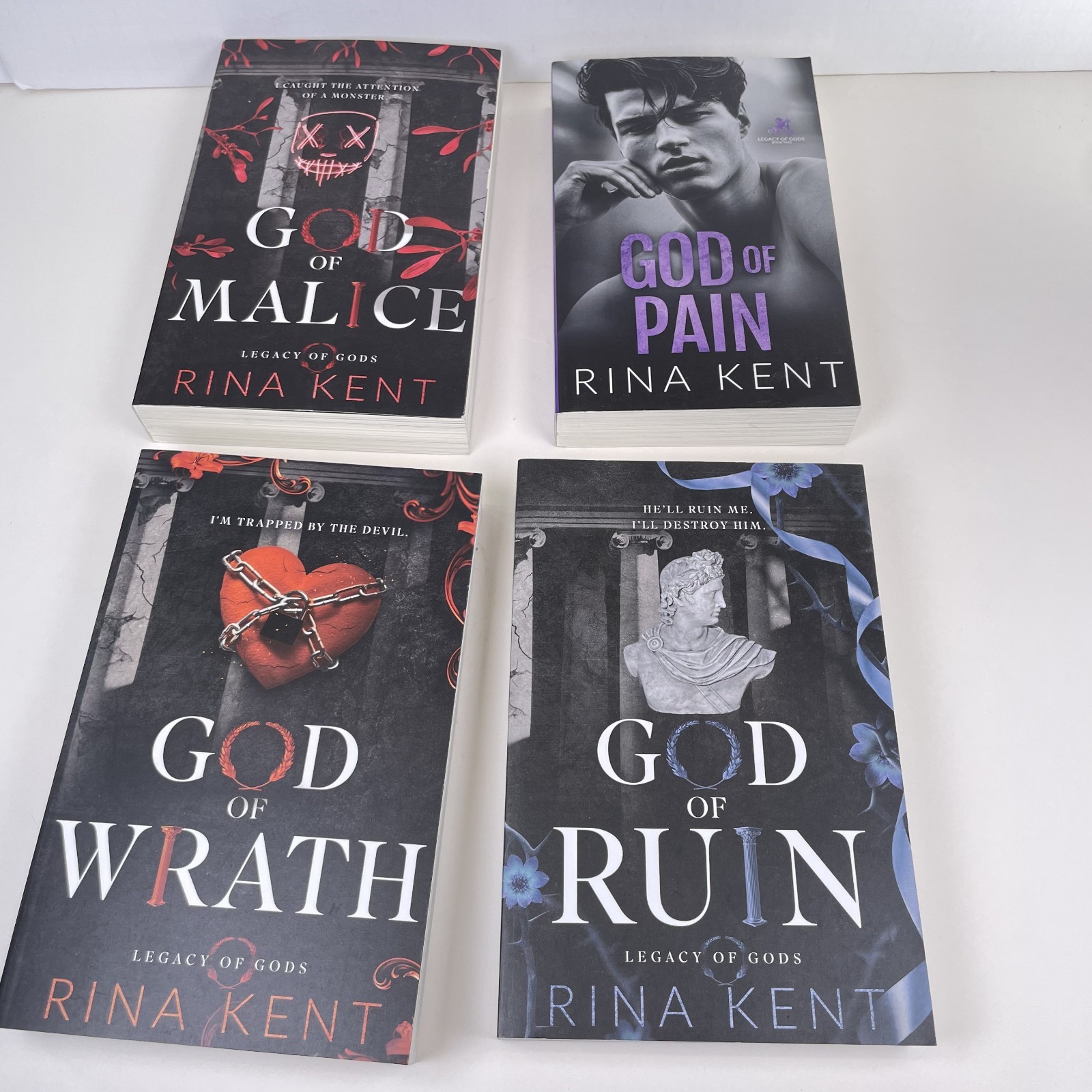 Legacy of Gods Series by Rina Kent Set Lot of 4 Dark Romance PB Books Collection