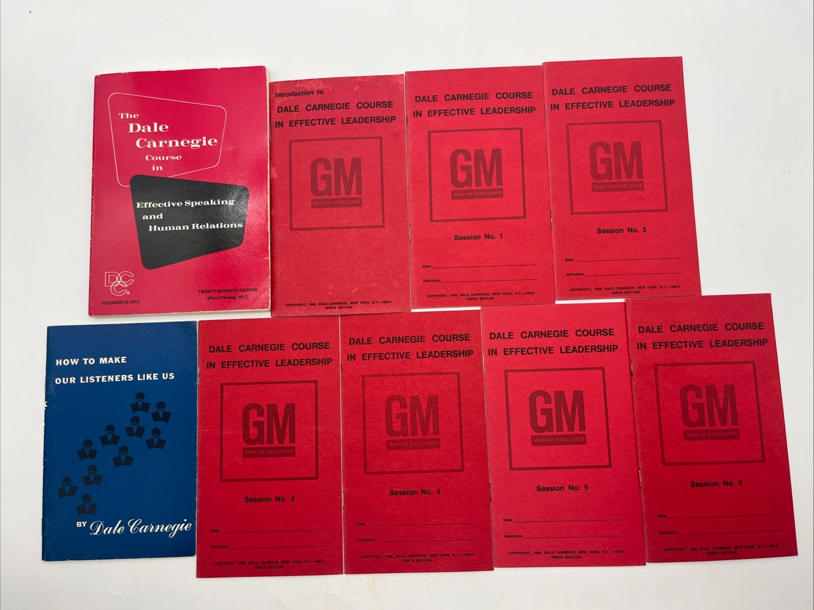 9 GM Dale Carnegie Booklets (Course In Effective Leadership/Effective Speaking)