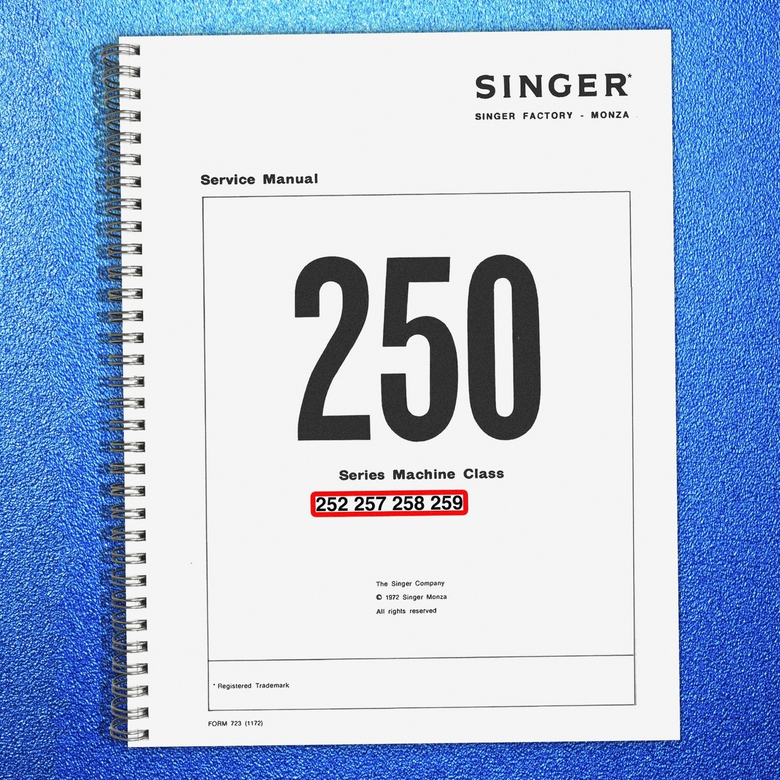 SINGER 252 257 258 259 Sewing Machine Service Manual 1972, COIL FIXED – COVERING