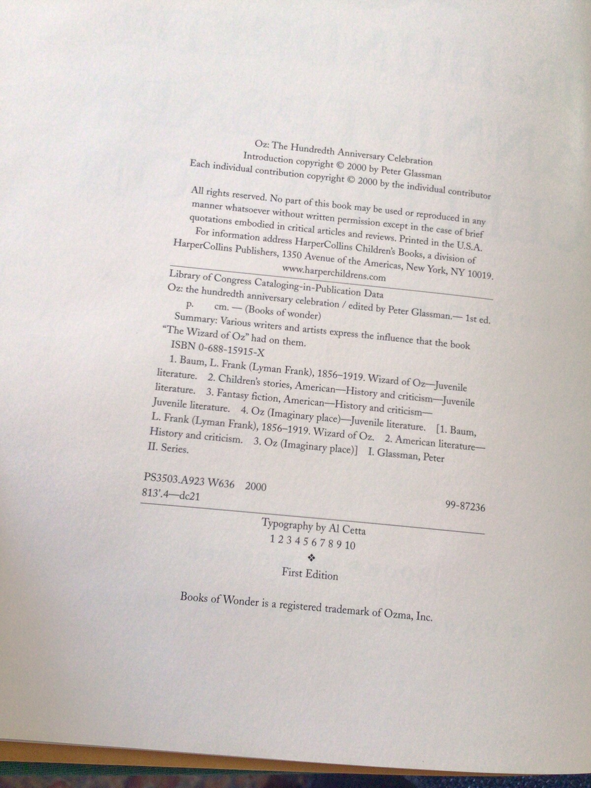 Oz, The Hundreth Anniversary Celebration – 50/300 Signed By 31 Sendak, L’Engle