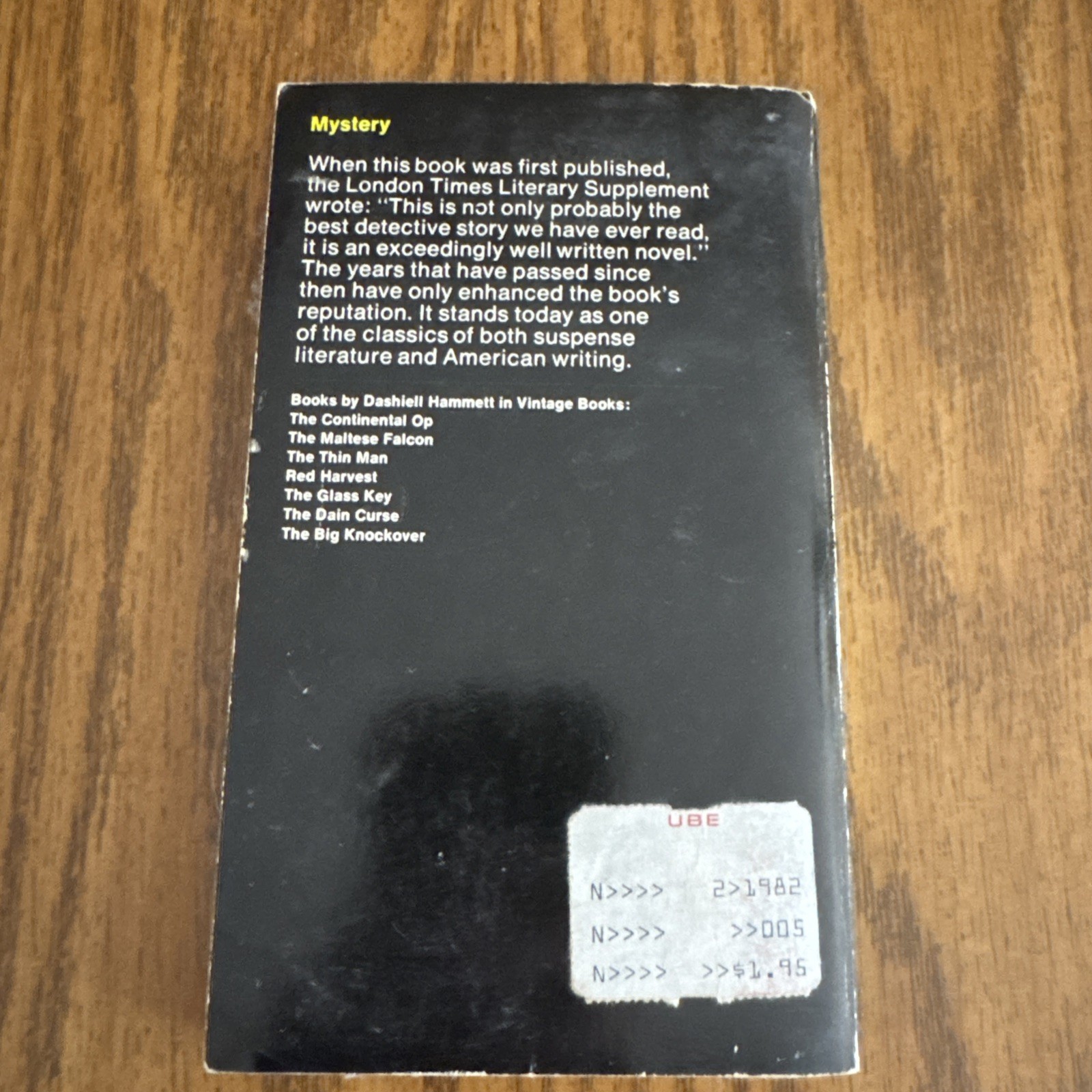 Dashiell Hammett – The Maltese Falcon – Vintage Books Edition 1972 – UNREAD