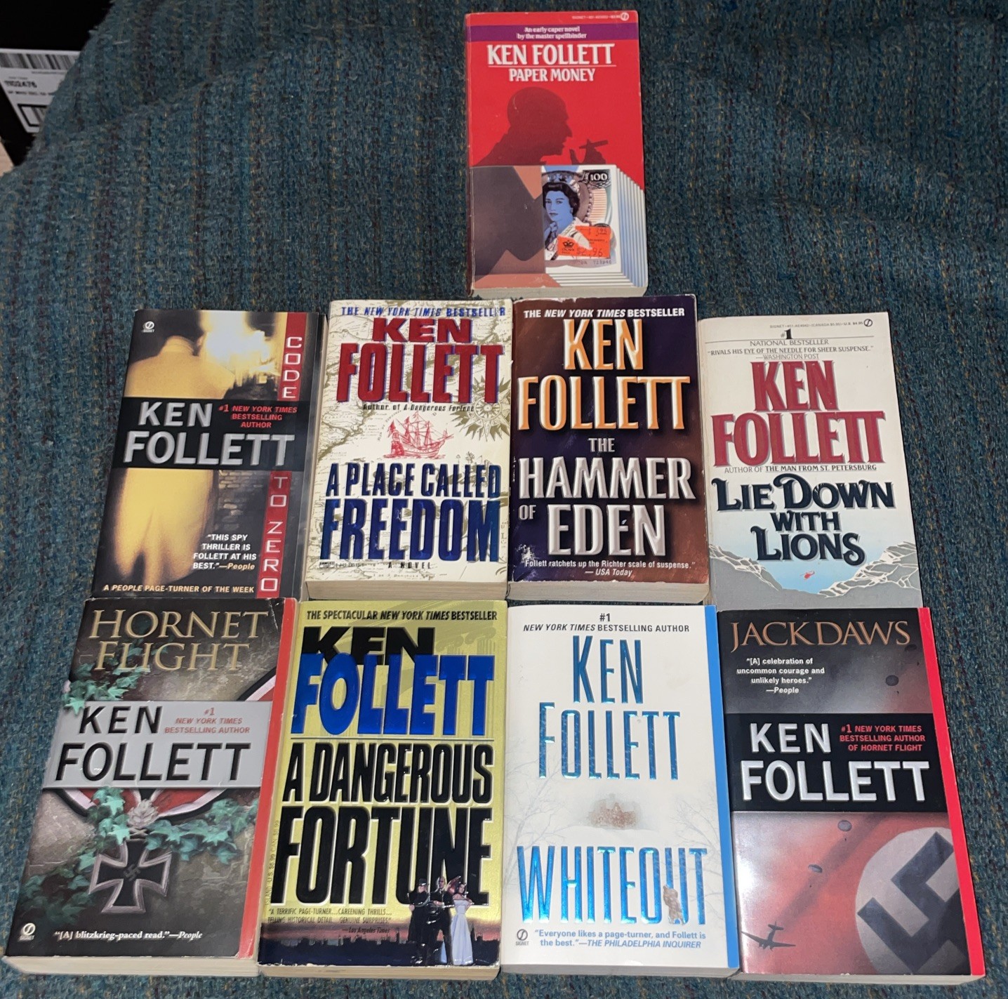 Lot of 9 Ken Follett books whiteout eden hornet fortune freedom code20 jackdaws